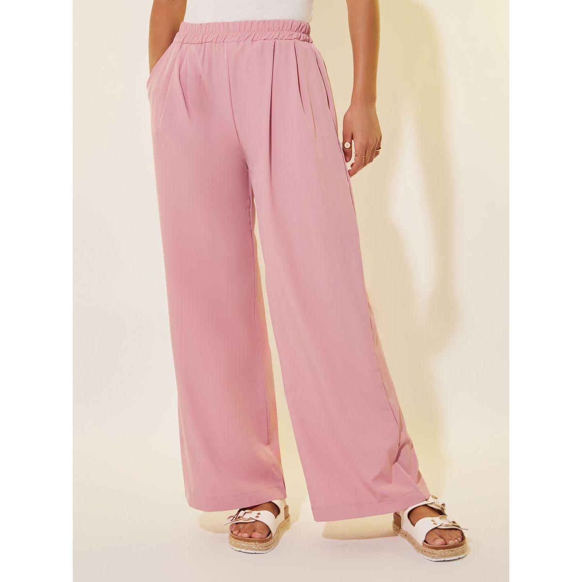Styli Solid Pleated Loose Fit Pants-women-clothing-bottoms-trousers-image-2