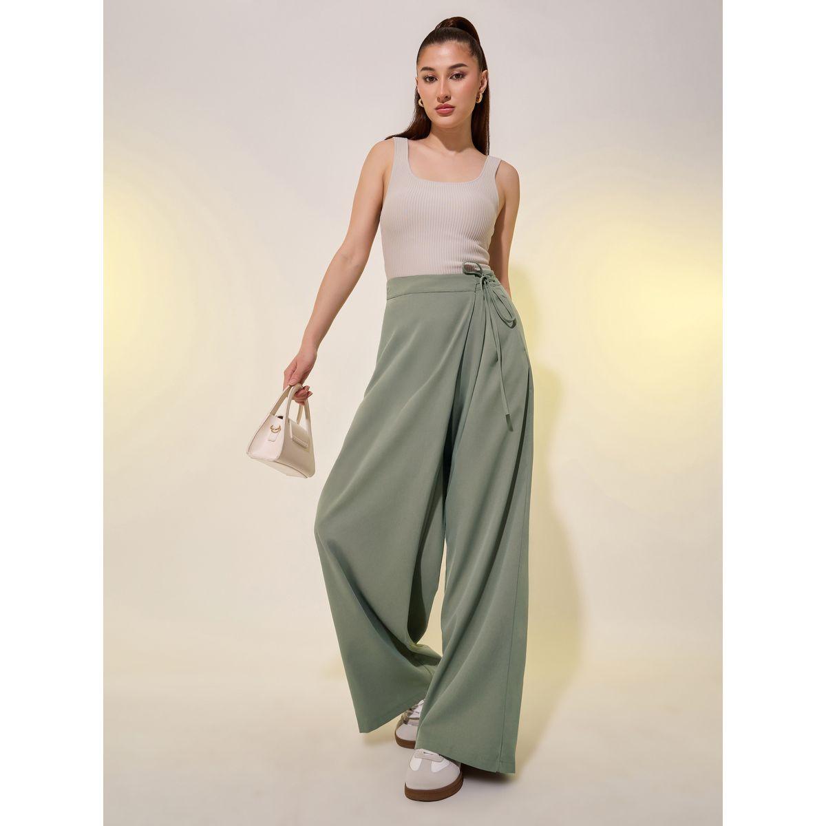 بنطال سادة بقصة سائبة مع أربطة-women-clothing-bottoms-trousers-image-1