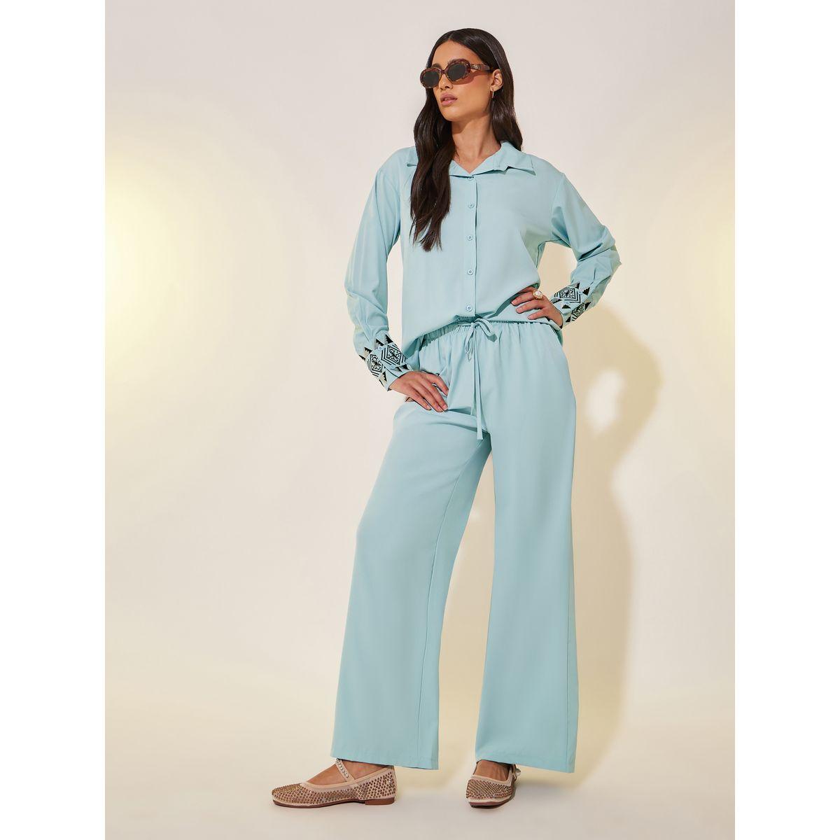 طقم منسق من بنطال وبلوزة بأكمام طويلة-women-clothing-coordsets-image-1