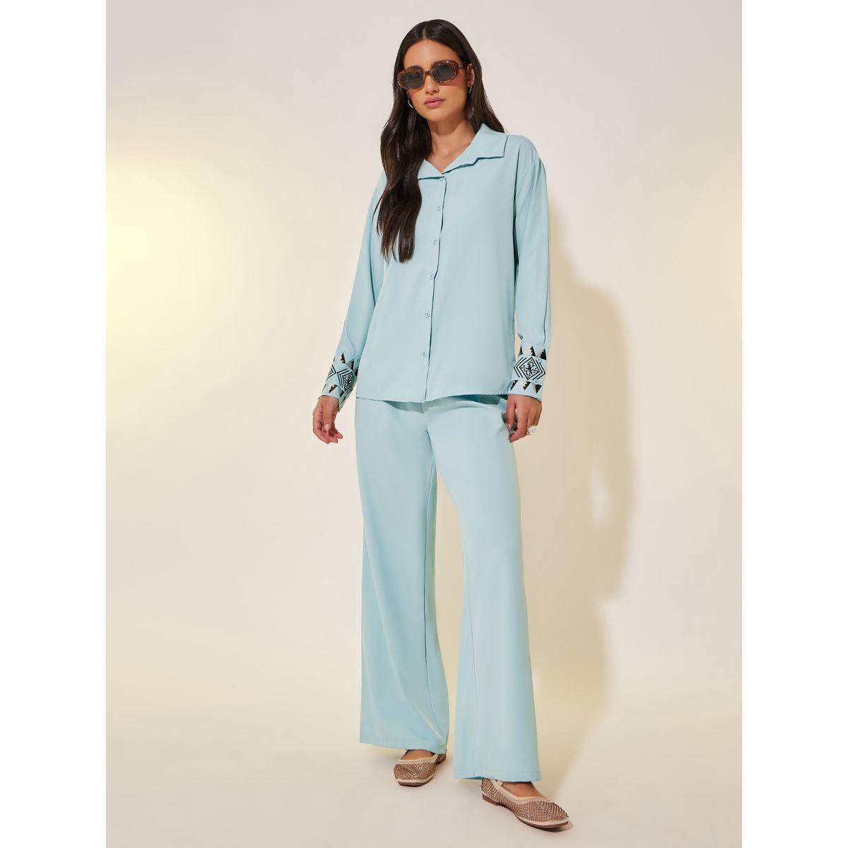 طقم منسق من بنطال وبلوزة بأكمام طويلة-women-clothing-coordsets-image-2