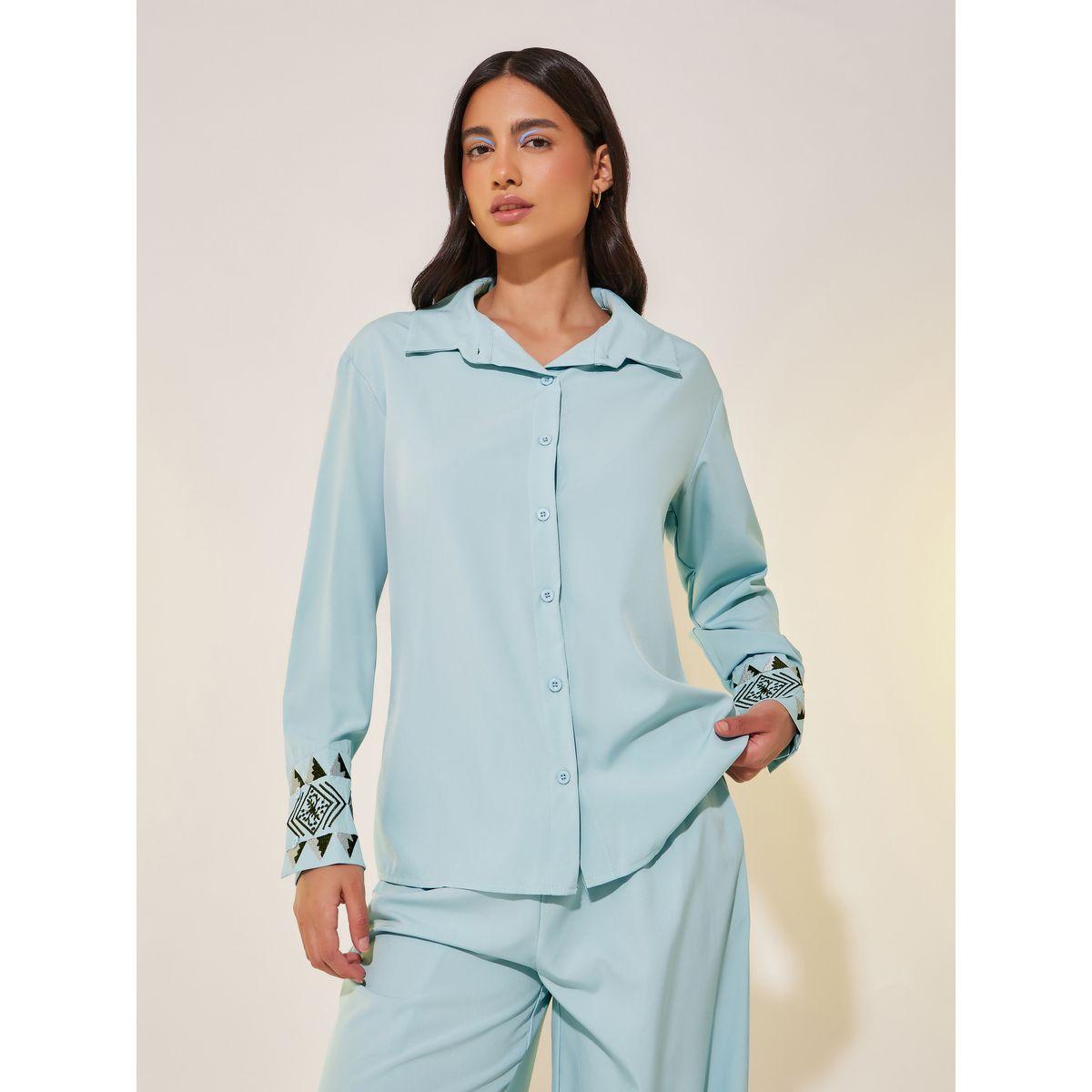 طقم منسق من بنطال وبلوزة بأكمام طويلة-women-clothing-coordsets-image-3