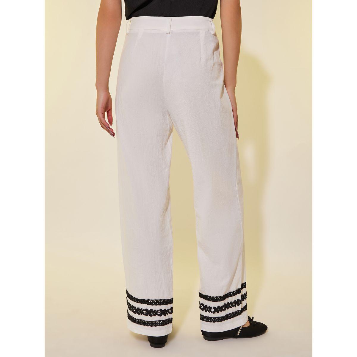 بنطال بأرجل واسعة وبتفاصيل دانتيل مع فتحات حزام-women-clothing-bottoms-trousers-image-4