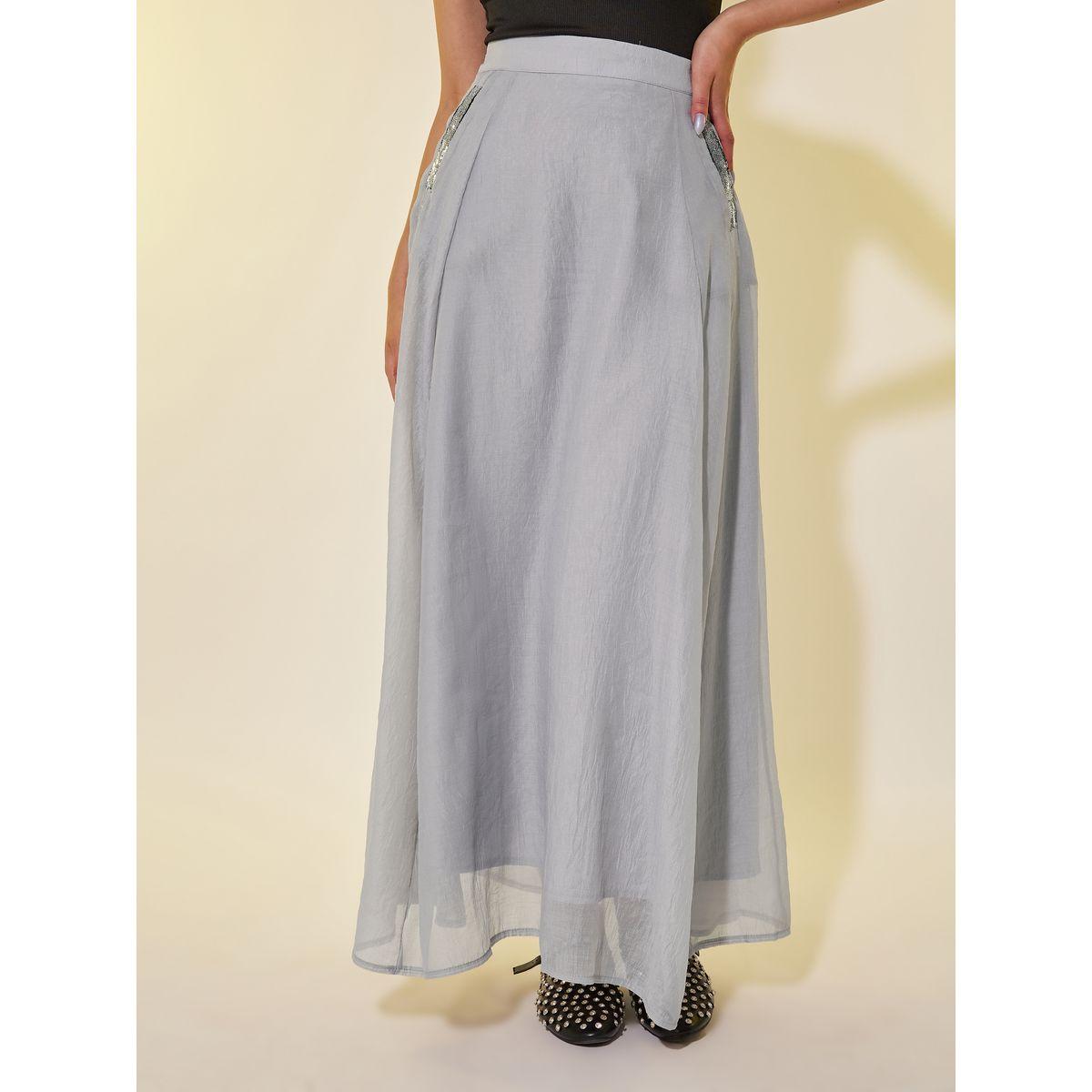 Styli Embellished Detail A-Line Maxi Skirt with Pockets-women-clothing-bottoms-skirts-image-2