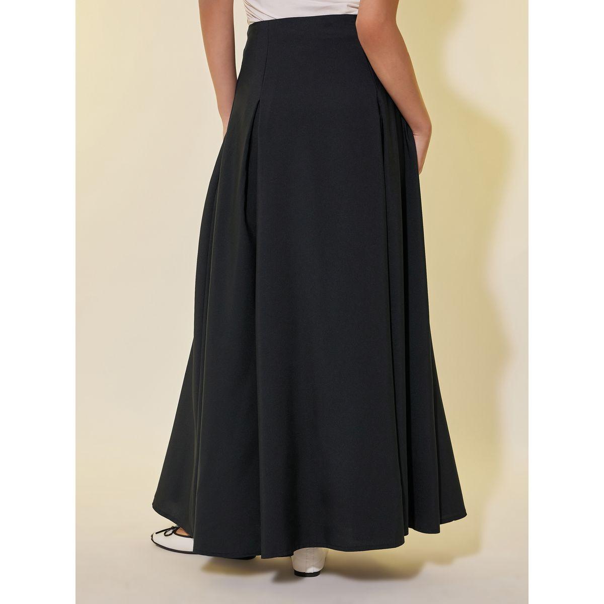 تنورة طويلة بحافة واسعة وتفاصيل دانتيل-women-clothing-bottoms-skirts-image-4