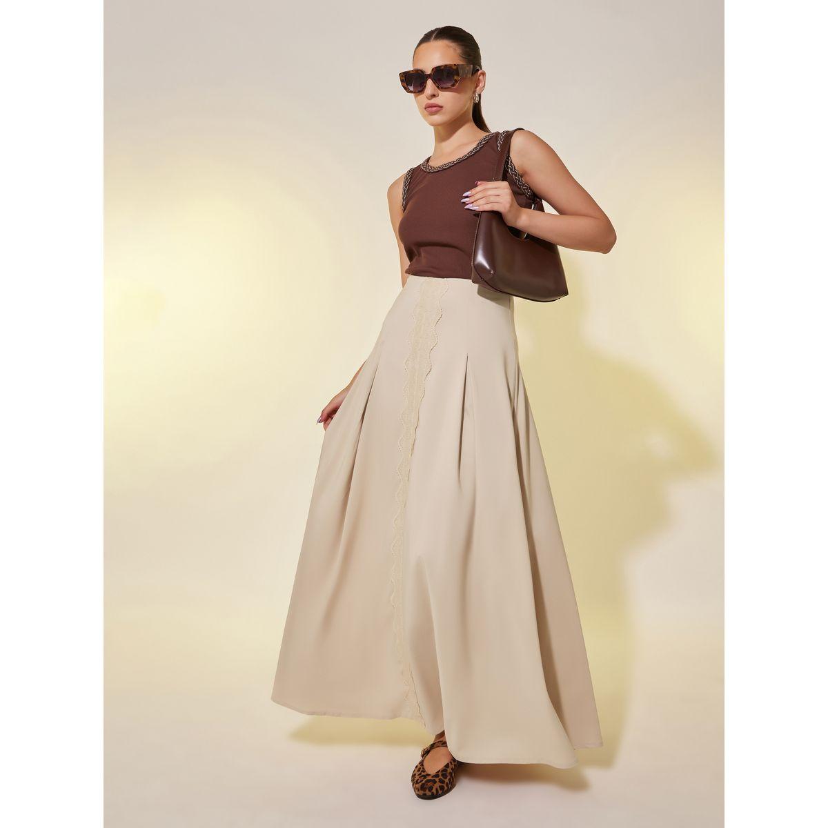 Styli Lace Detail Pleated A-Line Maxi Skirt-women-clothing-bottoms-skirts-image-1