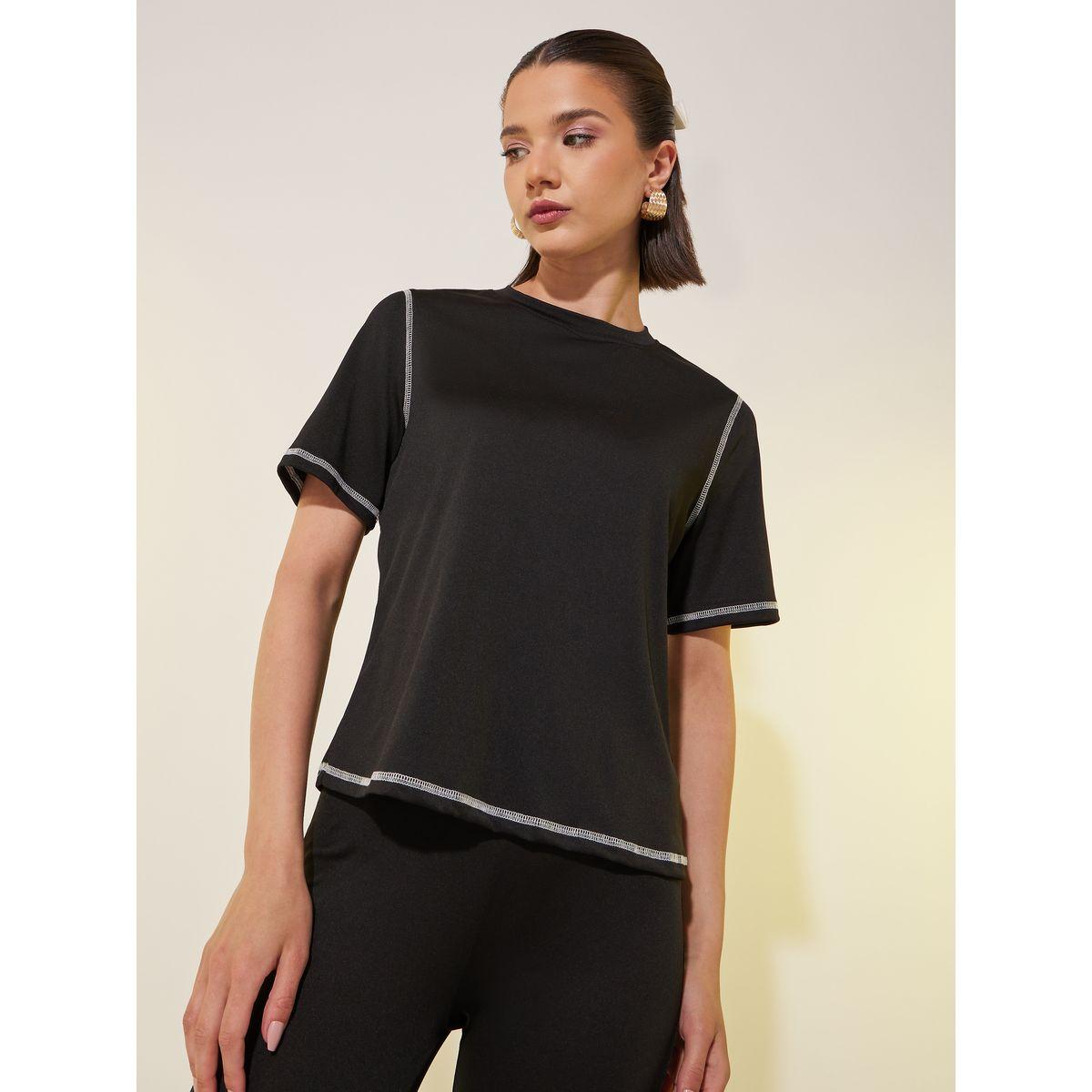 Styli Solid Round Neck T-Shirt and Leggings Set-women-clothing-coordsets-image-2