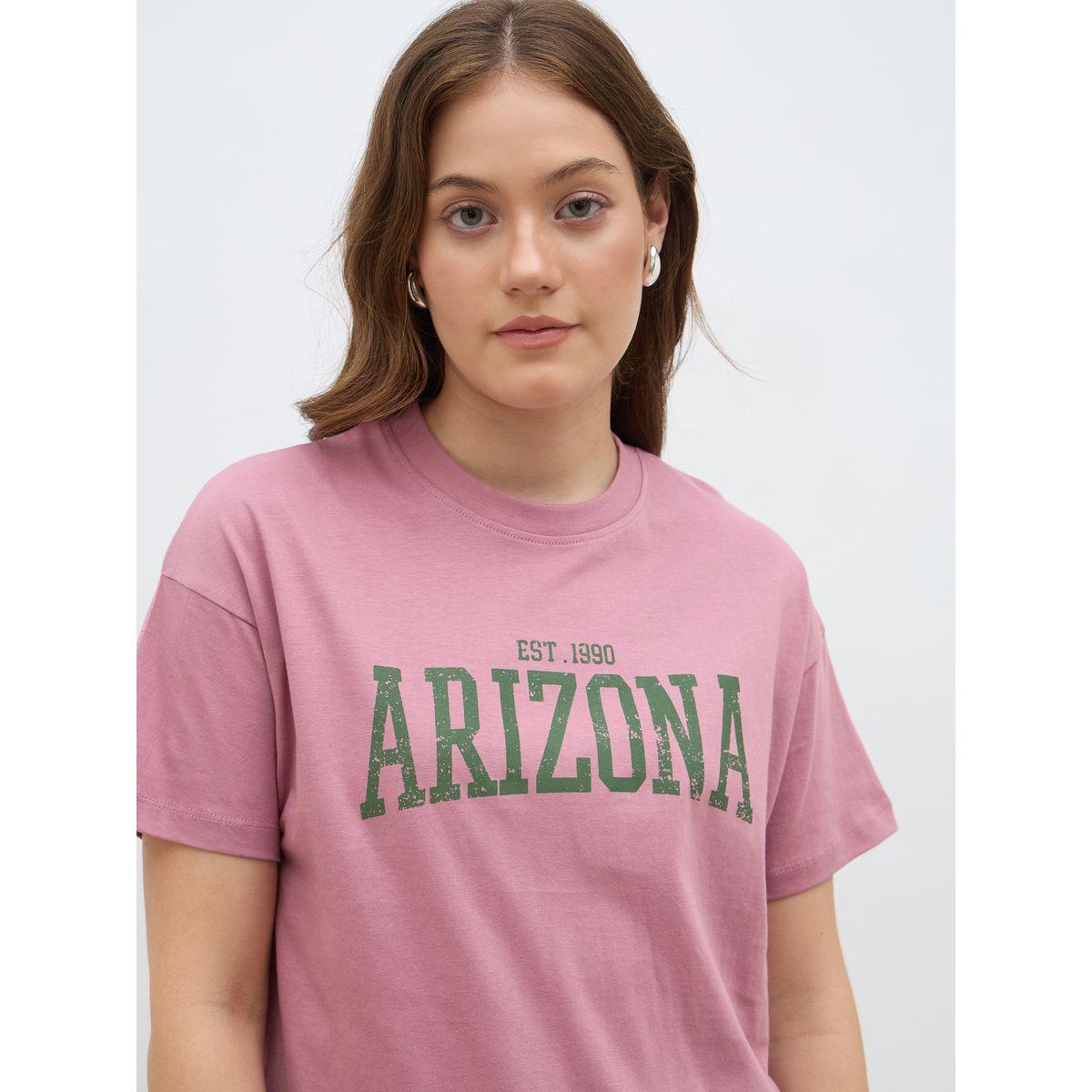 تيشيرت بقصة بوكسي مطبع بكتابة وأكمام قصيرة-women-clothing-tshirts-image-4