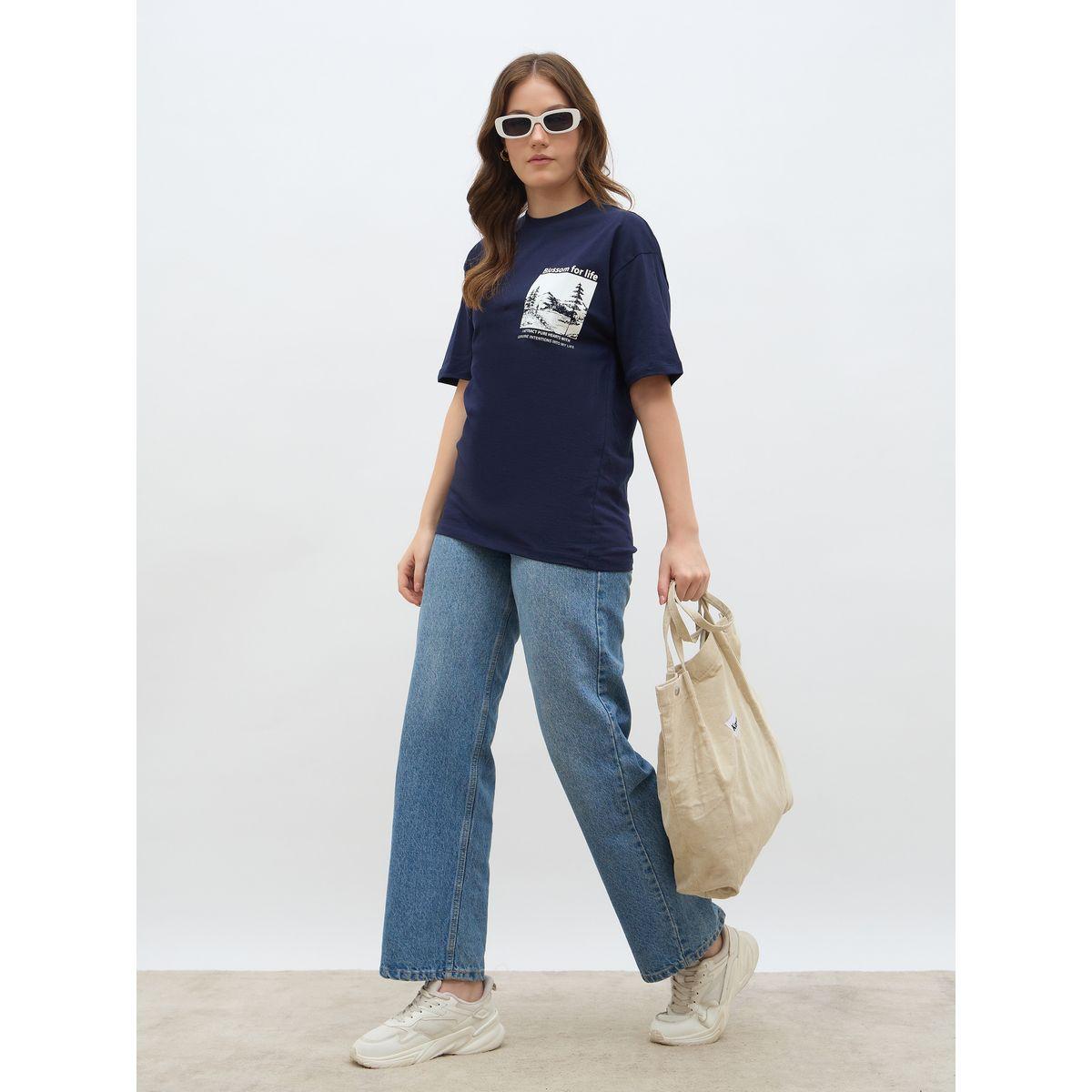 تيشيرت فضفاض مطبع بطبعة جرافيك-women-clothing-tshirts-image-1