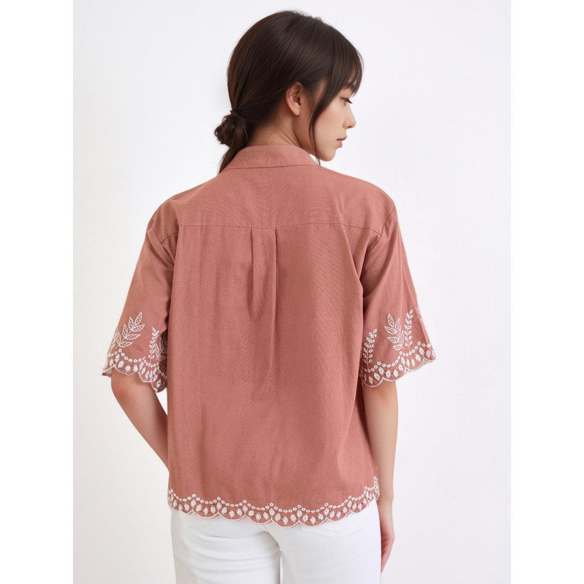 Styli Brown Floral Embroidered Shirt-women-clothing-shirtsandblouses-shirts-image-4