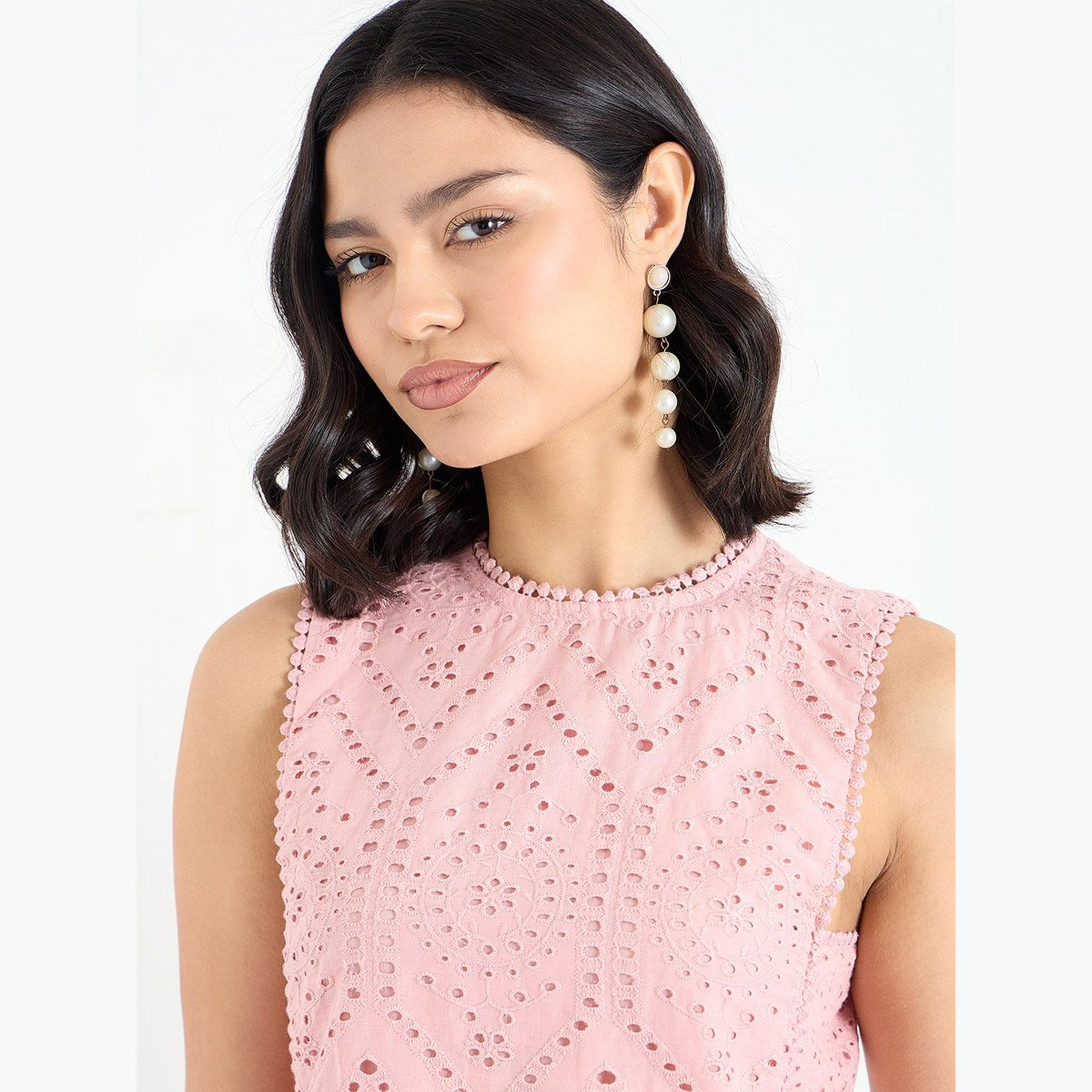 ستايلي - بلوزة شيفلي وردية بدون أكمام-women-clothing-shirtsandblouses-blouses-image-4