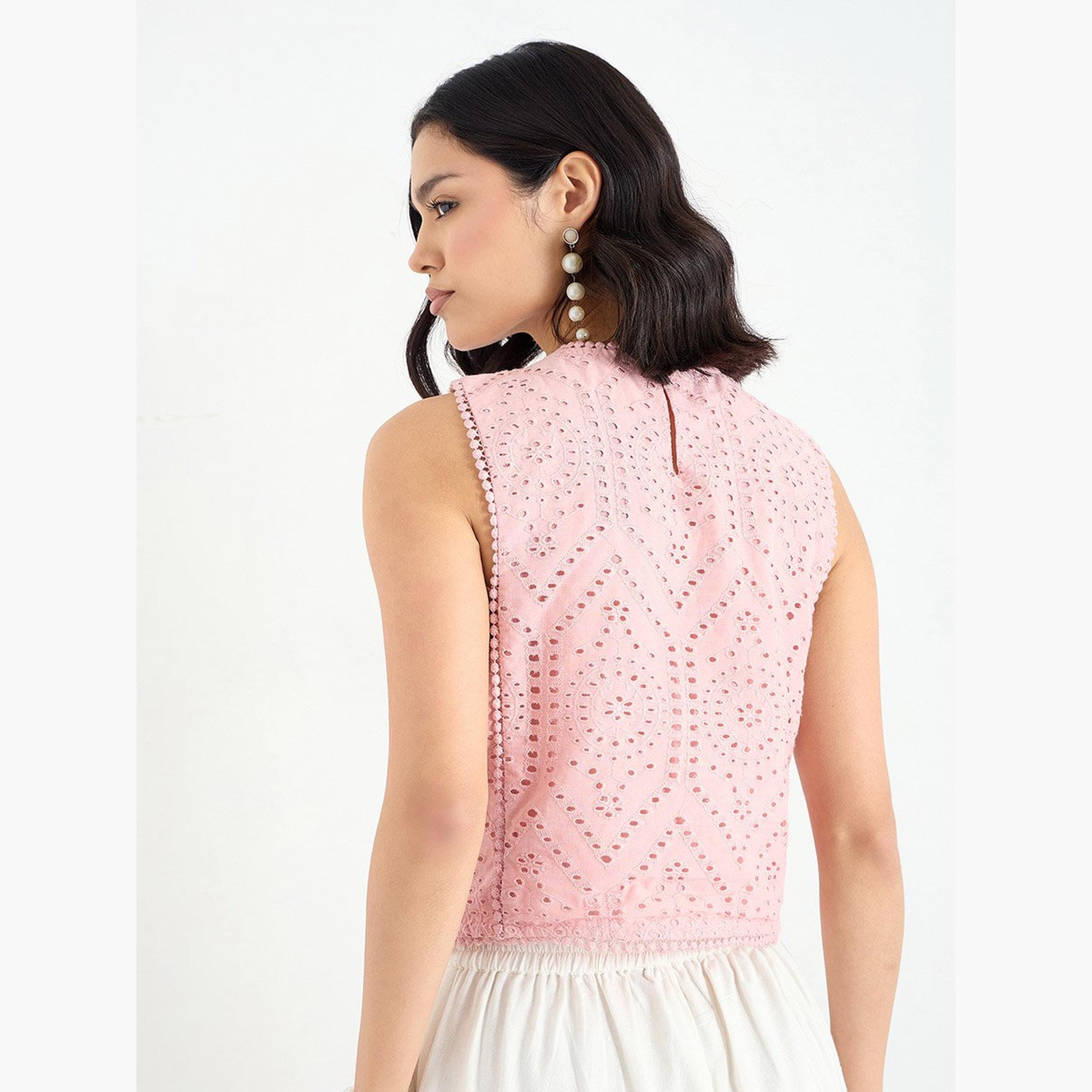 ستايلي - بلوزة شيفلي وردية بدون أكمام-women-clothing-shirtsandblouses-blouses-image-5