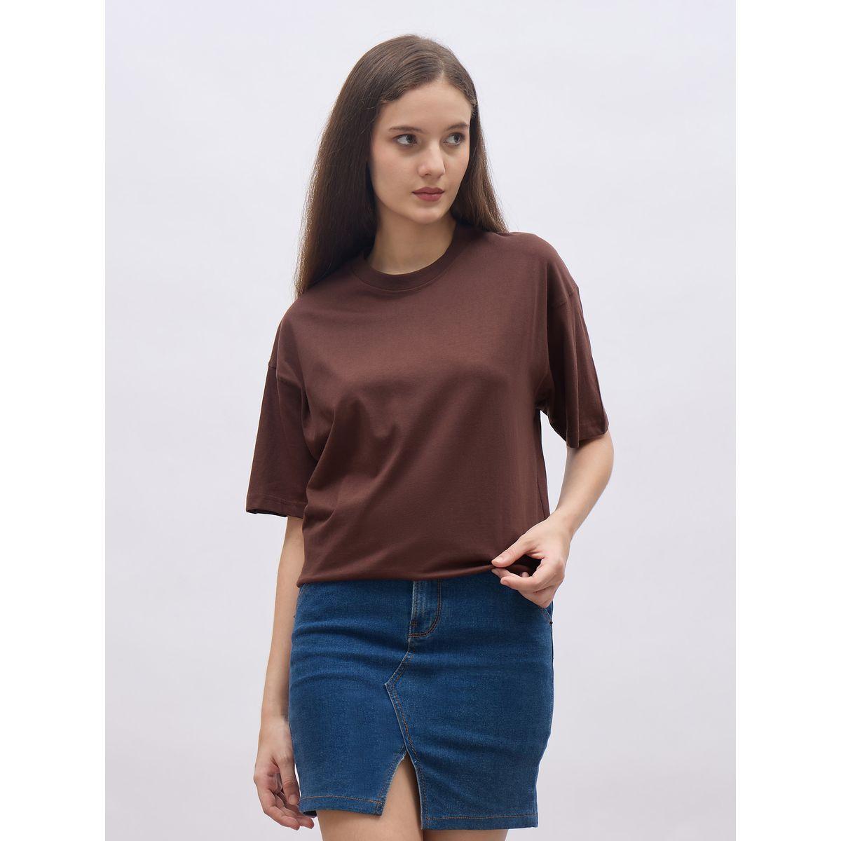 Styli Plain Round Neck Regular Fit T-Shirt-women-clothing-tshirts-image-2