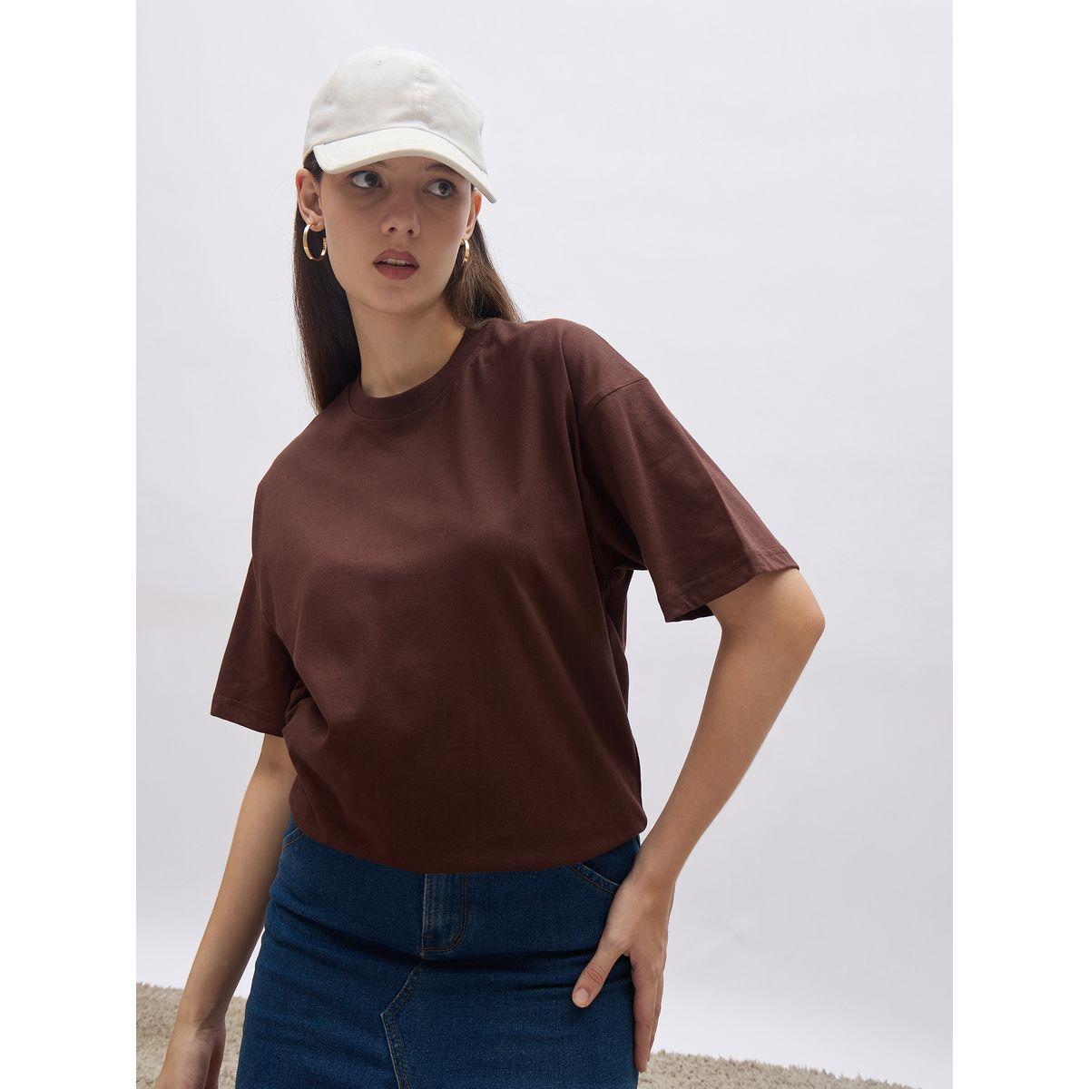 Styli Plain Round Neck Regular Fit T-Shirt-women-clothing-tshirts-image-6