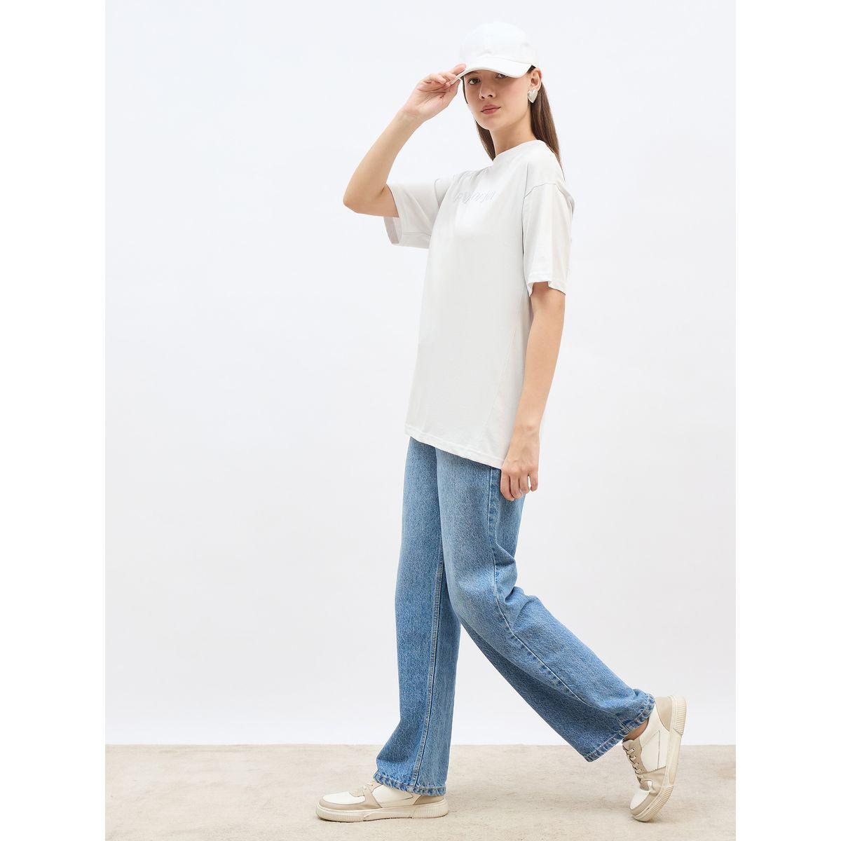 Styli Grey Embroidered Slogan Oversized T-Shirt-women-clothing-tshirts-image-1