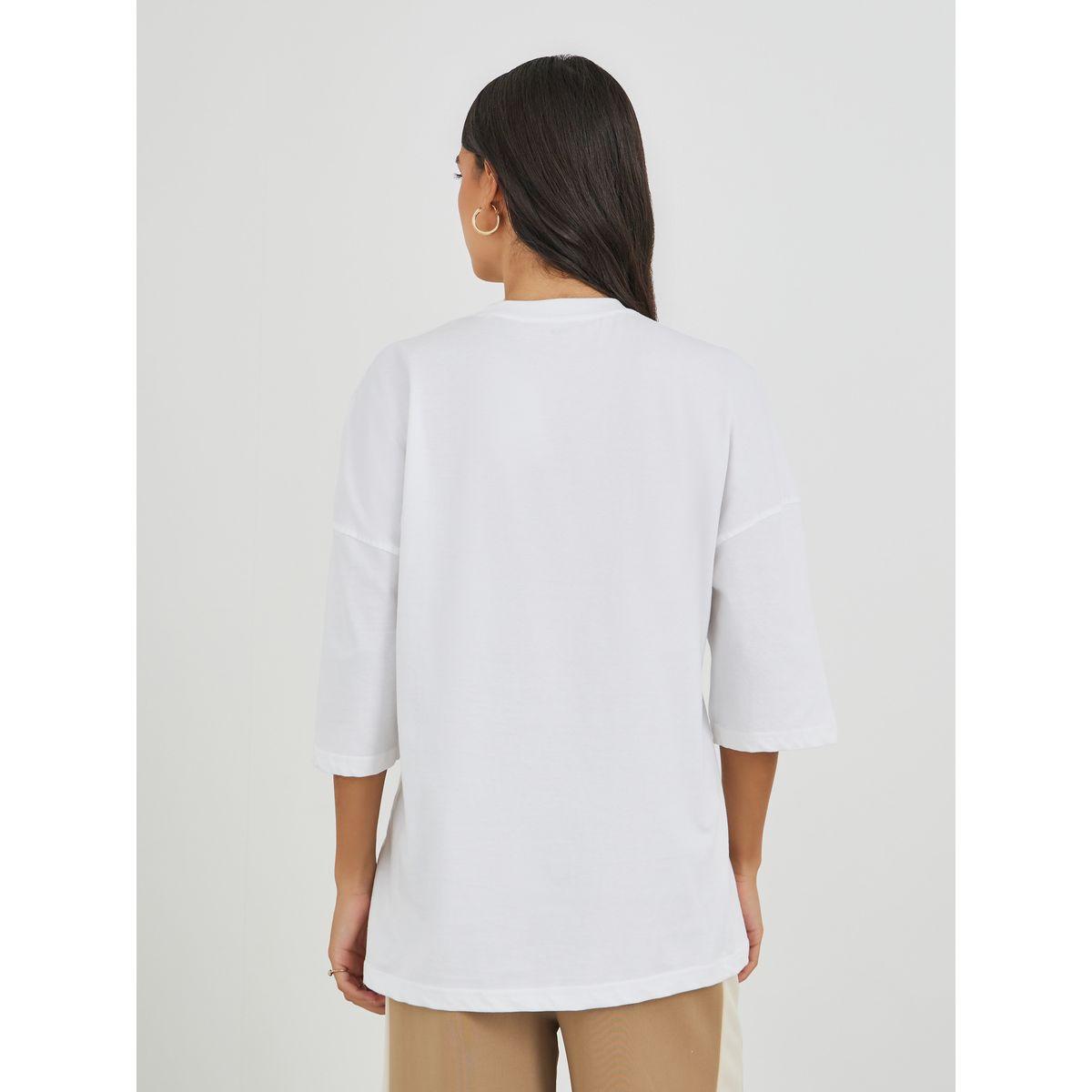 Styli Slogan Print Exaggerated Shoulder Oversized T-Shirt-women-clothing-tshirts-image-4