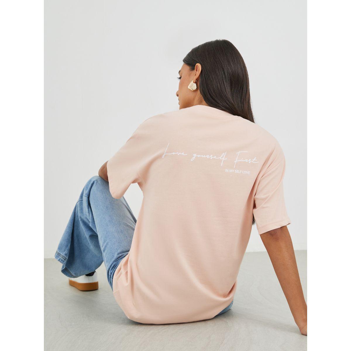 Styli Slogan Print Short Sleeve Oversized T-Shirt-women-clothing-tshirts-image-1