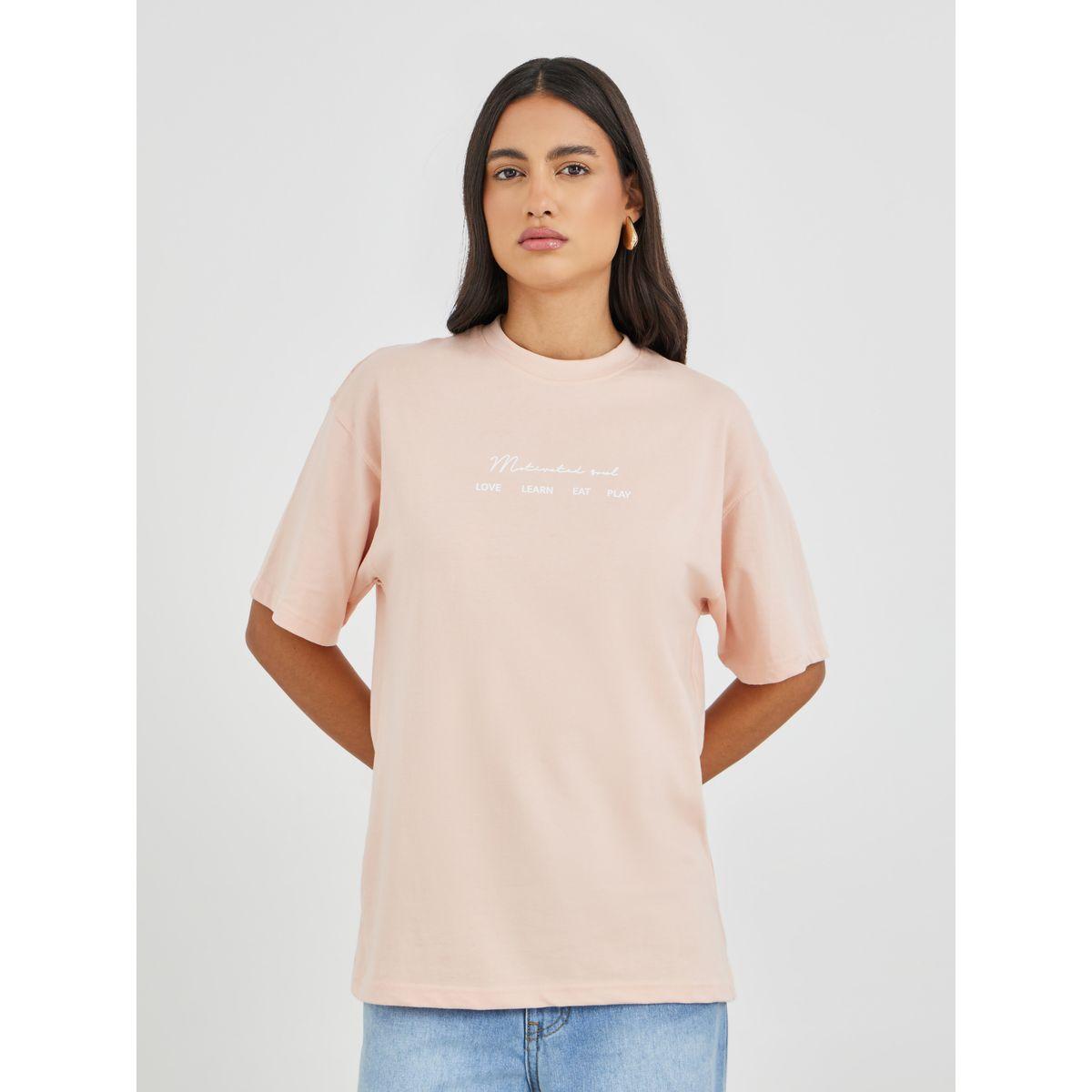 Styli Slogan Print Short Sleeve Oversized T-Shirt-women-clothing-tshirts-image-2