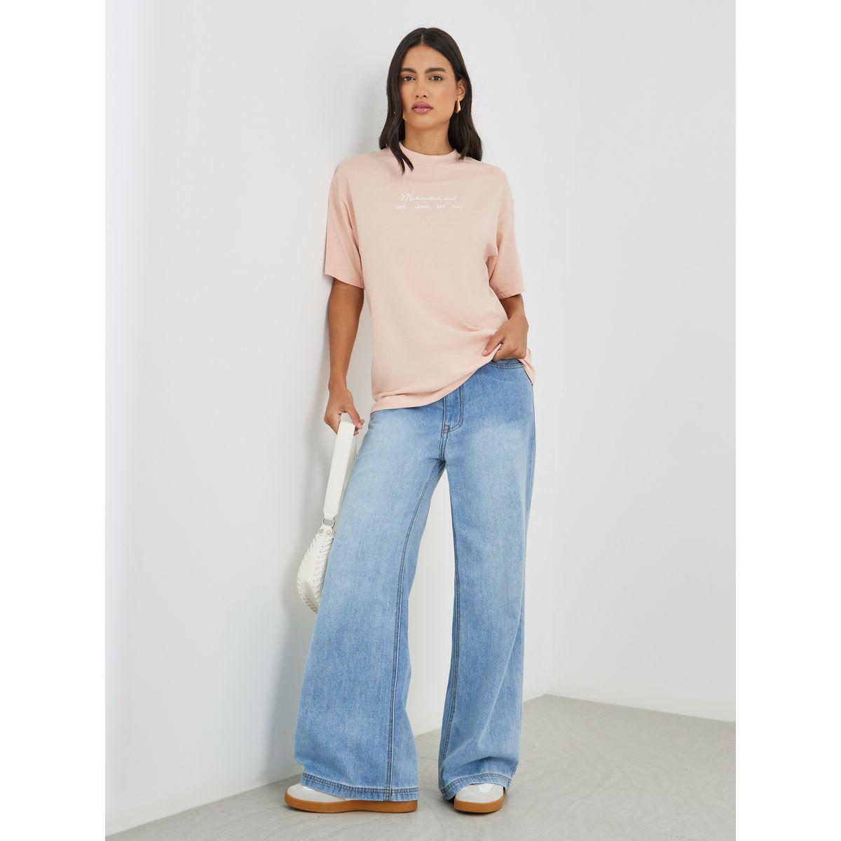 Styli Slogan Print Short Sleeve Oversized T-Shirt-women-clothing-tshirts-image-3