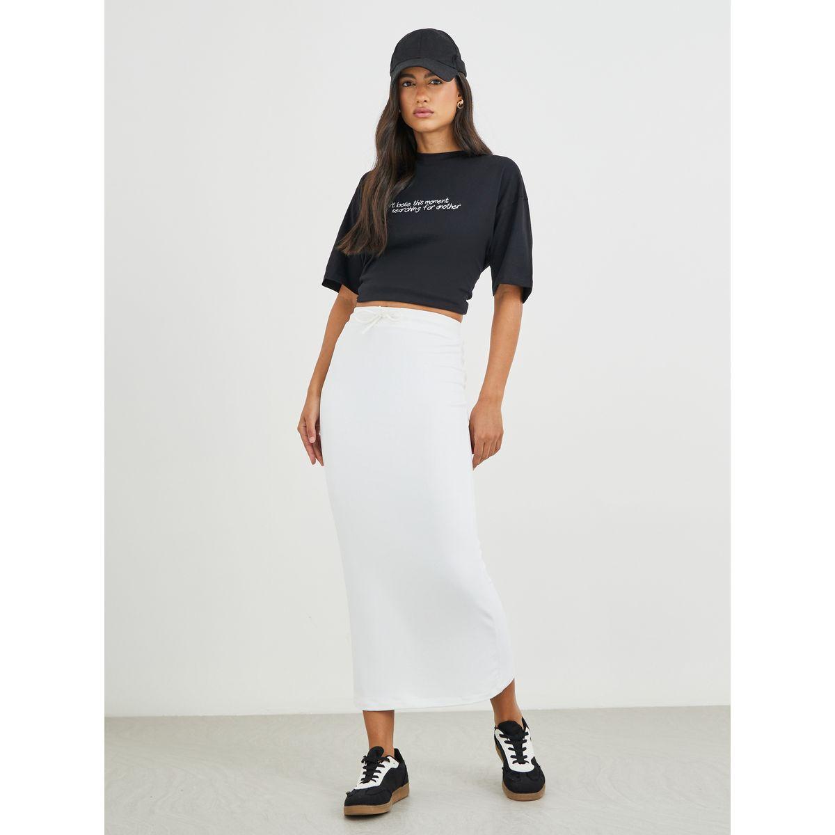 تيشيرت فضفاض بطبعة كتابة وأكمام قصيرة-women-clothing-tshirts-image-2