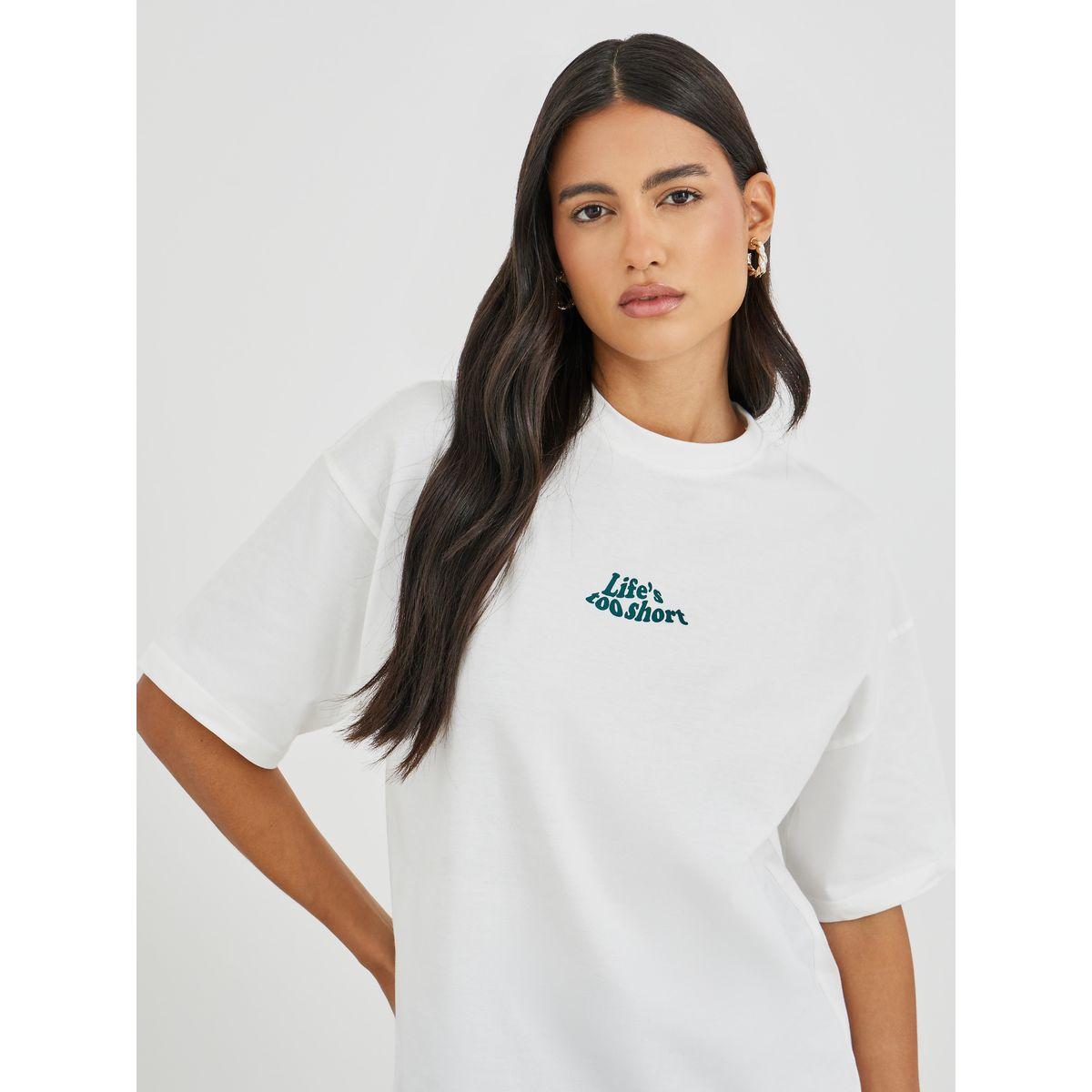 تيشيرت فضفاض بطبعة جرافيك وأكمام قصيرة-women-clothing-tshirts-image-4