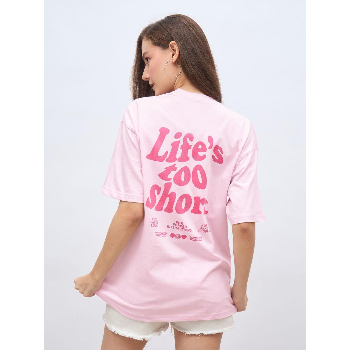 تيشيرت فضفاض بطبعة كتابة وأكمام قصيرة-women-clothing-tshirts-image-5