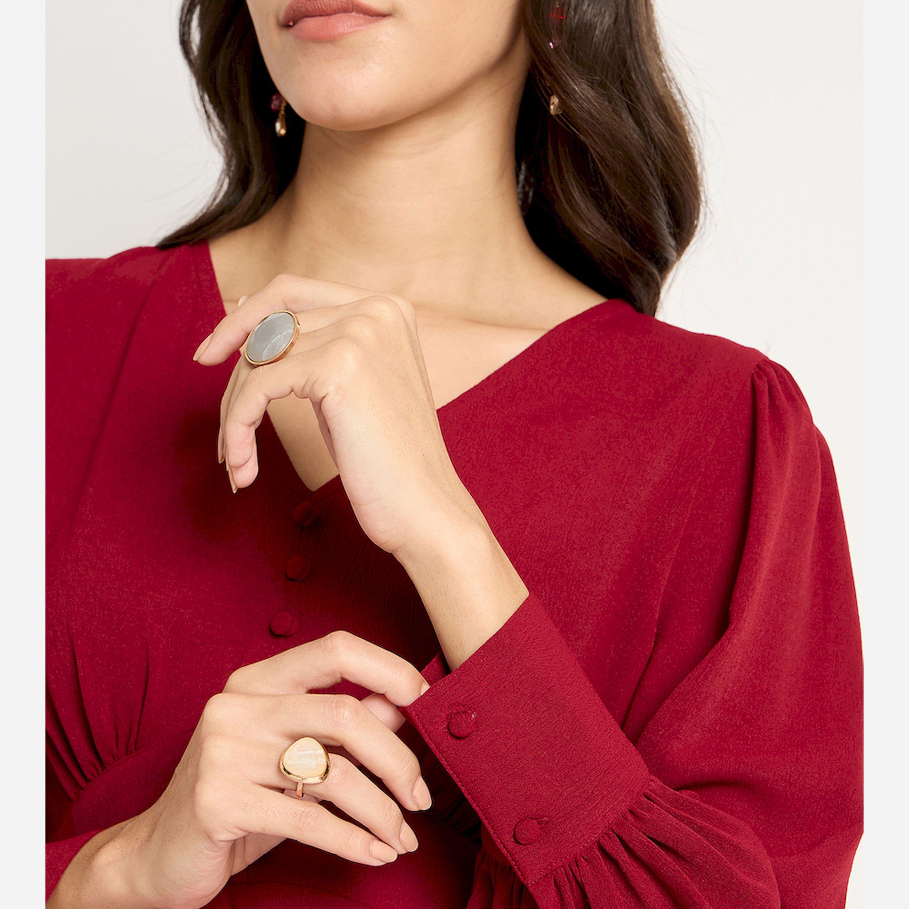 فيميلا × ستايلي - طقم منسق برقبة على شكل حرف V باللون الأحمر الداكن-women-clothing-coordsets-image-5