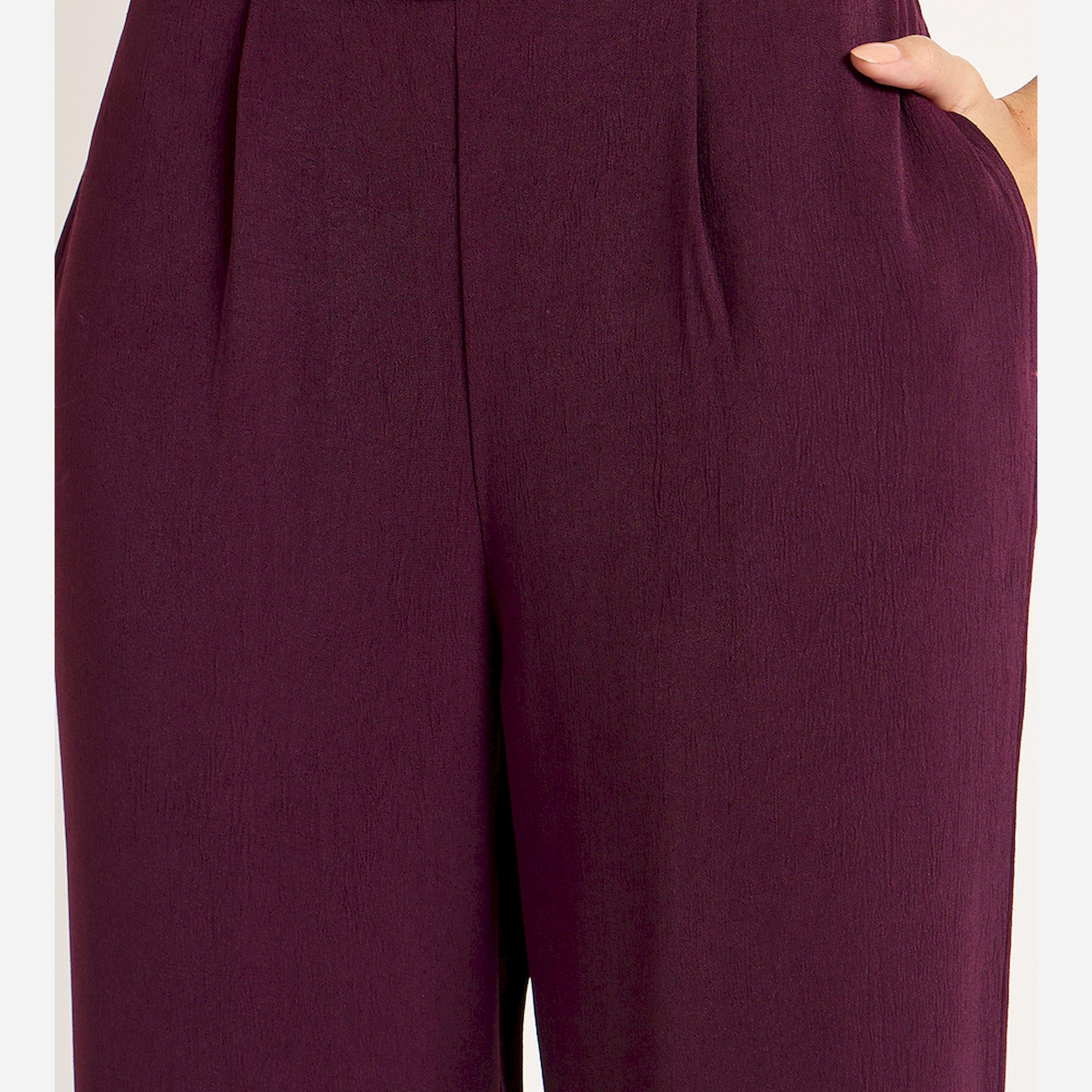 فيميلا × ستايلي - طقم برقبة على شكل حرف V بلون نبيذي-women-clothing-coordsets-image-3
