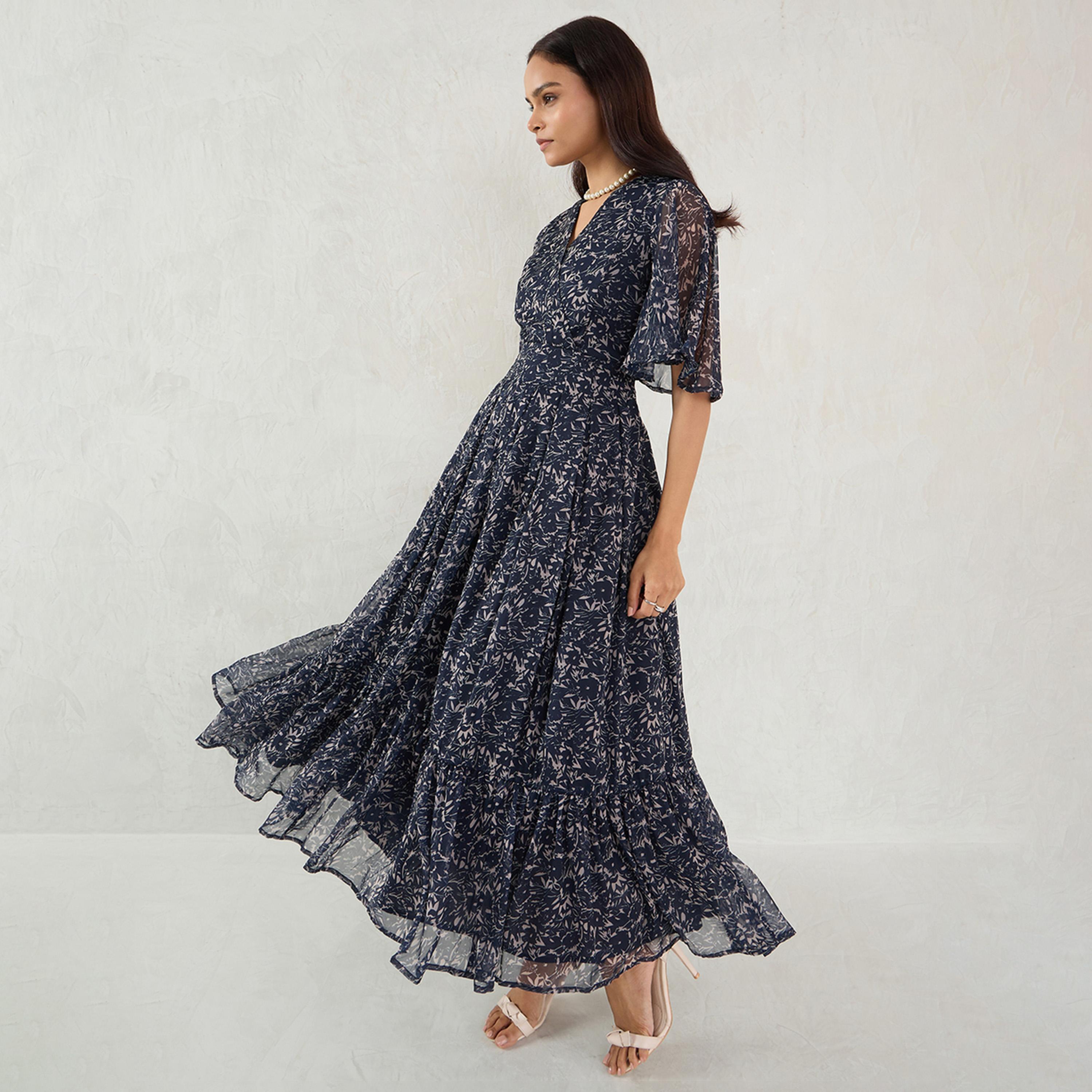 Femmella X Styli Navy Floral Print Wrap Maxi Dress-women-clothing-dresses-image-3
