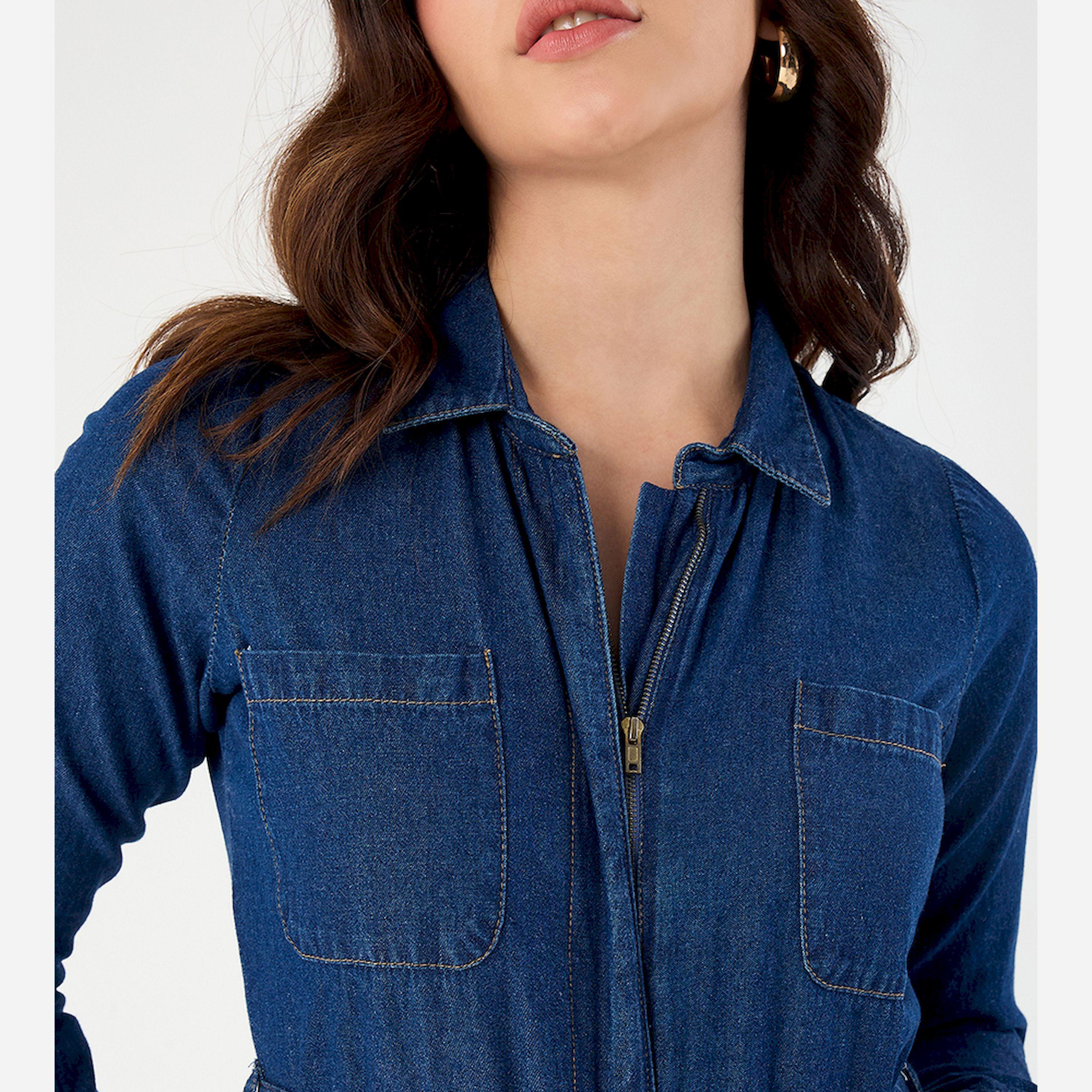 Femmella X Styli Navy Blue Zipper Detail Denim Jumpsuit-women-clothing-jumpsuits-image-3