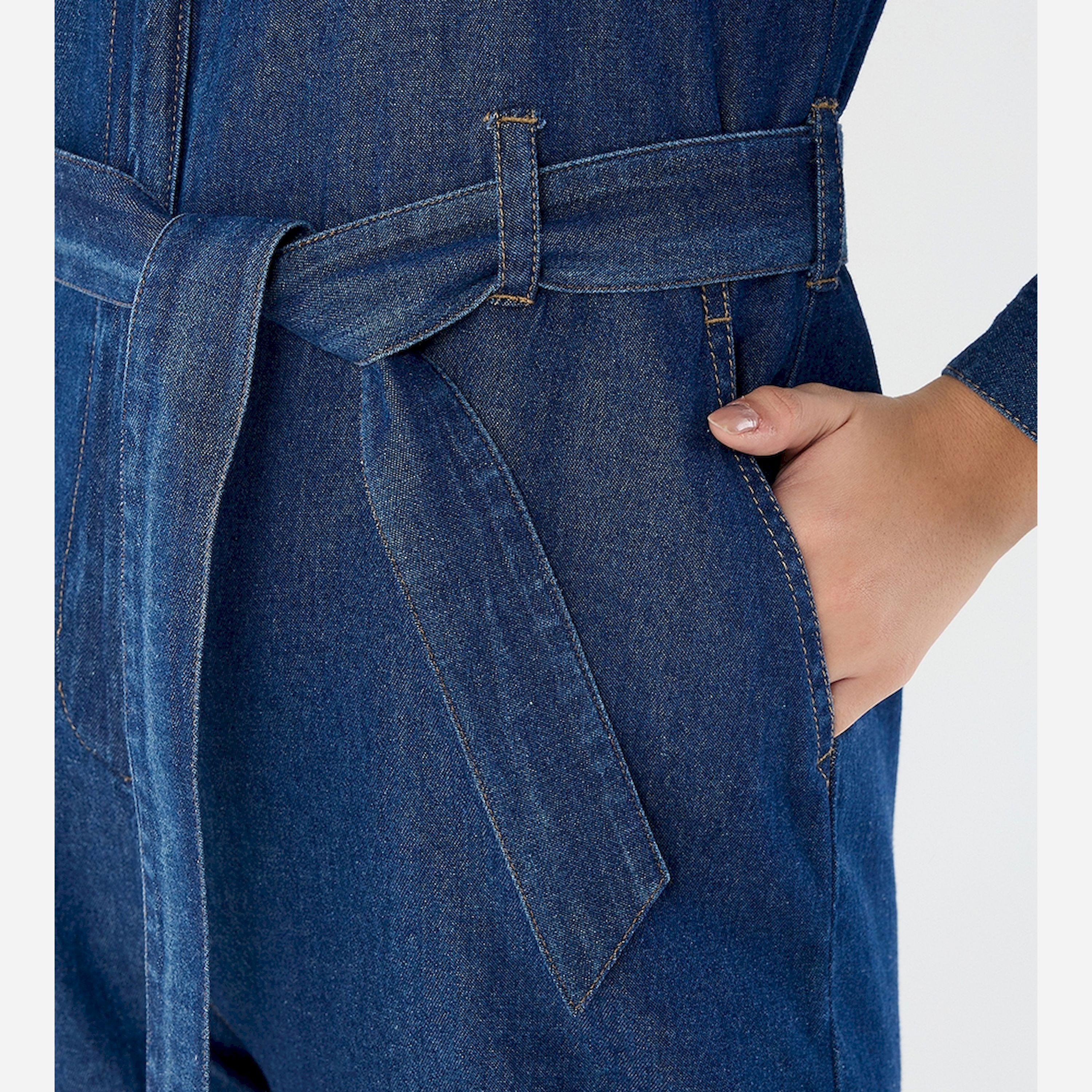 Femmella X Styli Navy Blue Zipper Detail Denim Jumpsuit-women-clothing-jumpsuits-image-4