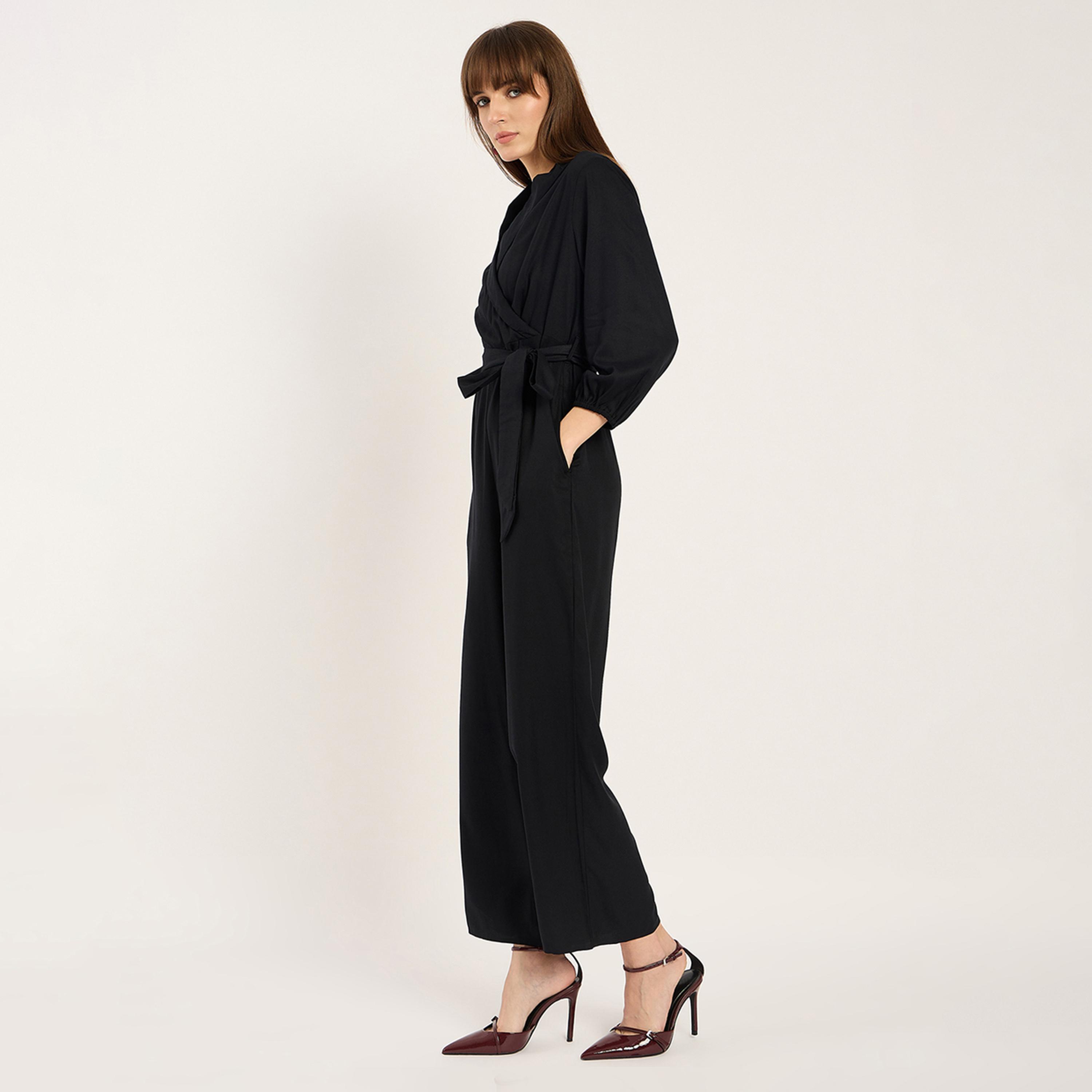 Femmella X Styli Black Lapel Detail Jumpsuit-women-clothing-jumpsuits-image-3