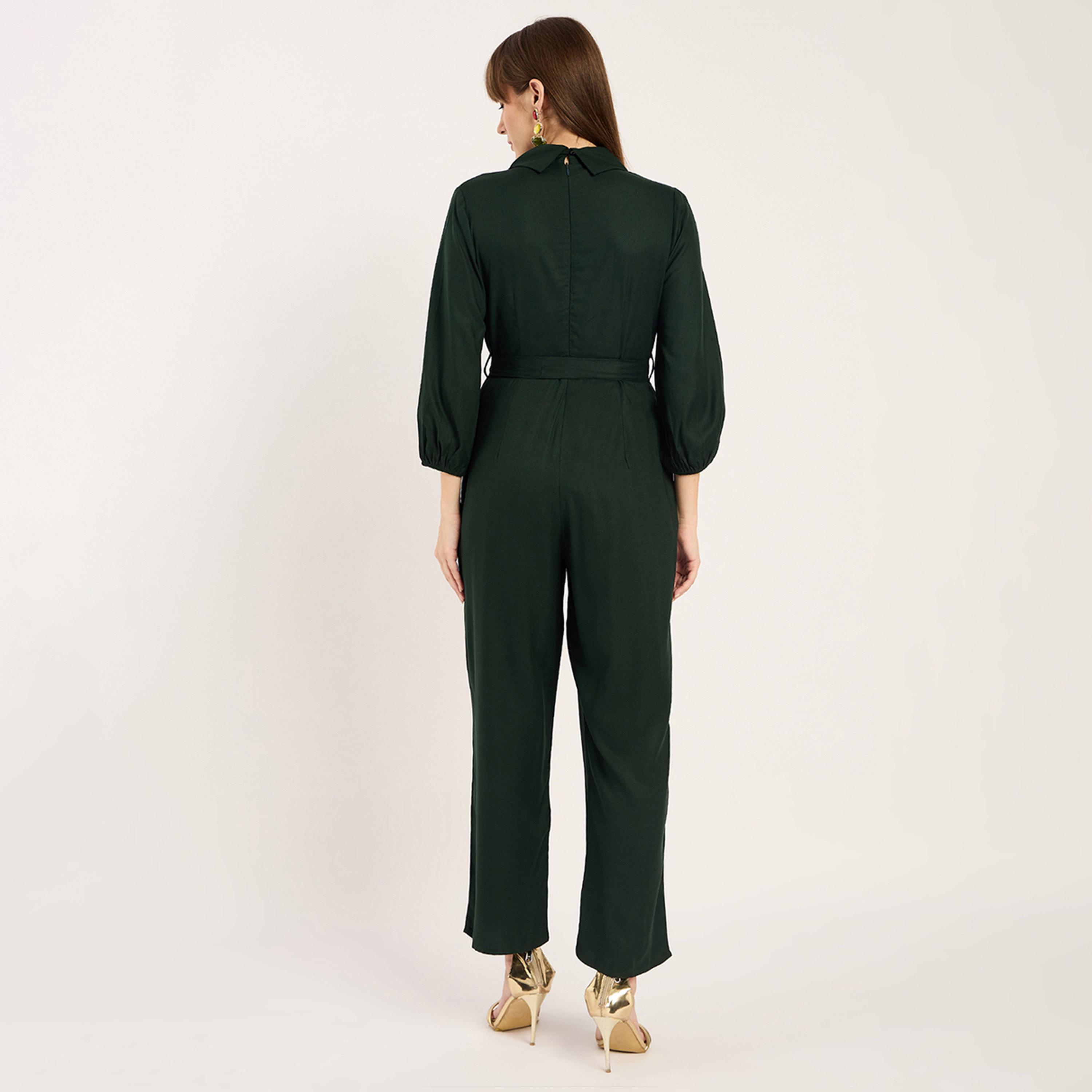 Femmella X Styli Green Lapel Detail Jumpsuit-women-clothing-jumpsuits-image-3