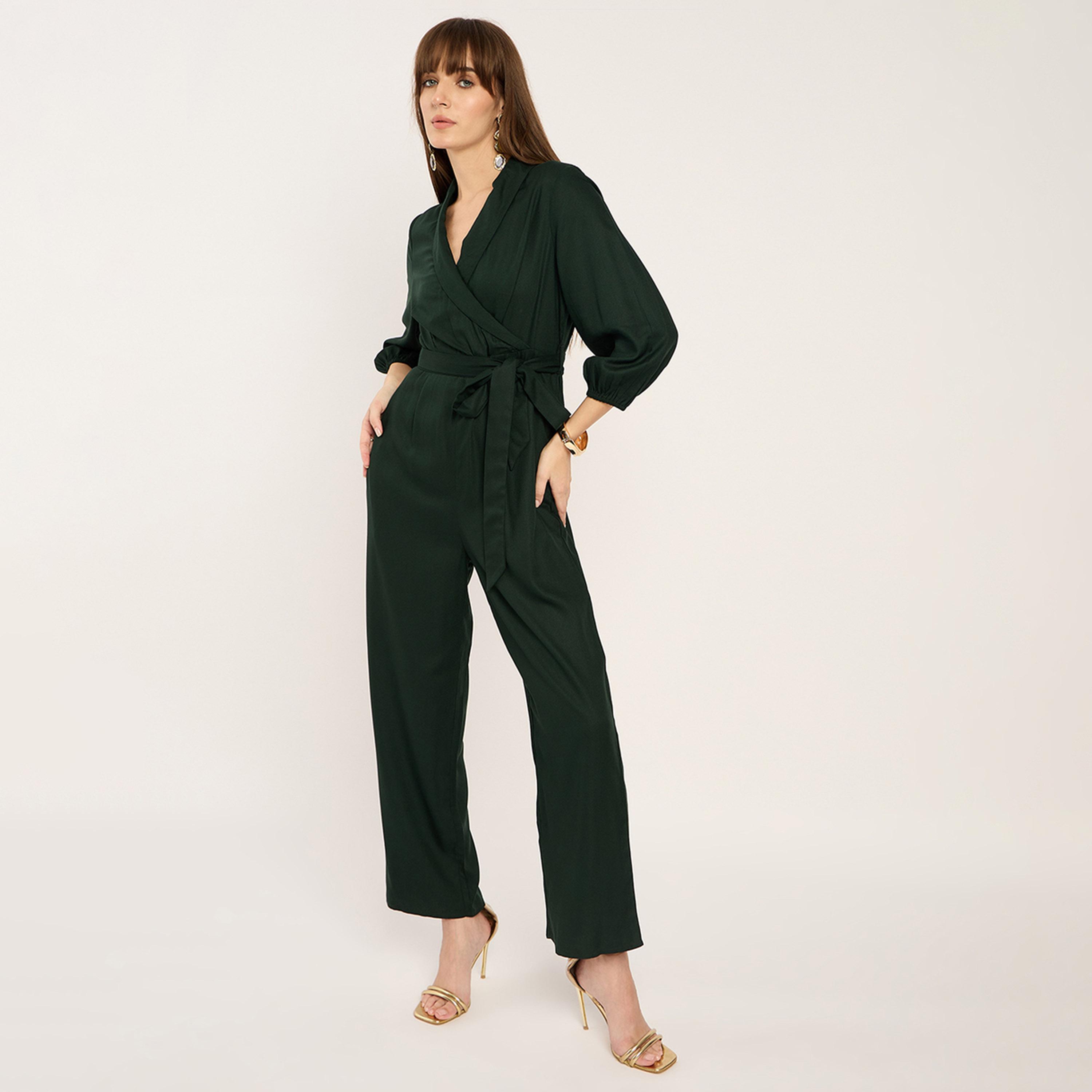 Femmella X Styli Green Lapel Detail Jumpsuit-women-clothing-jumpsuits-image-4