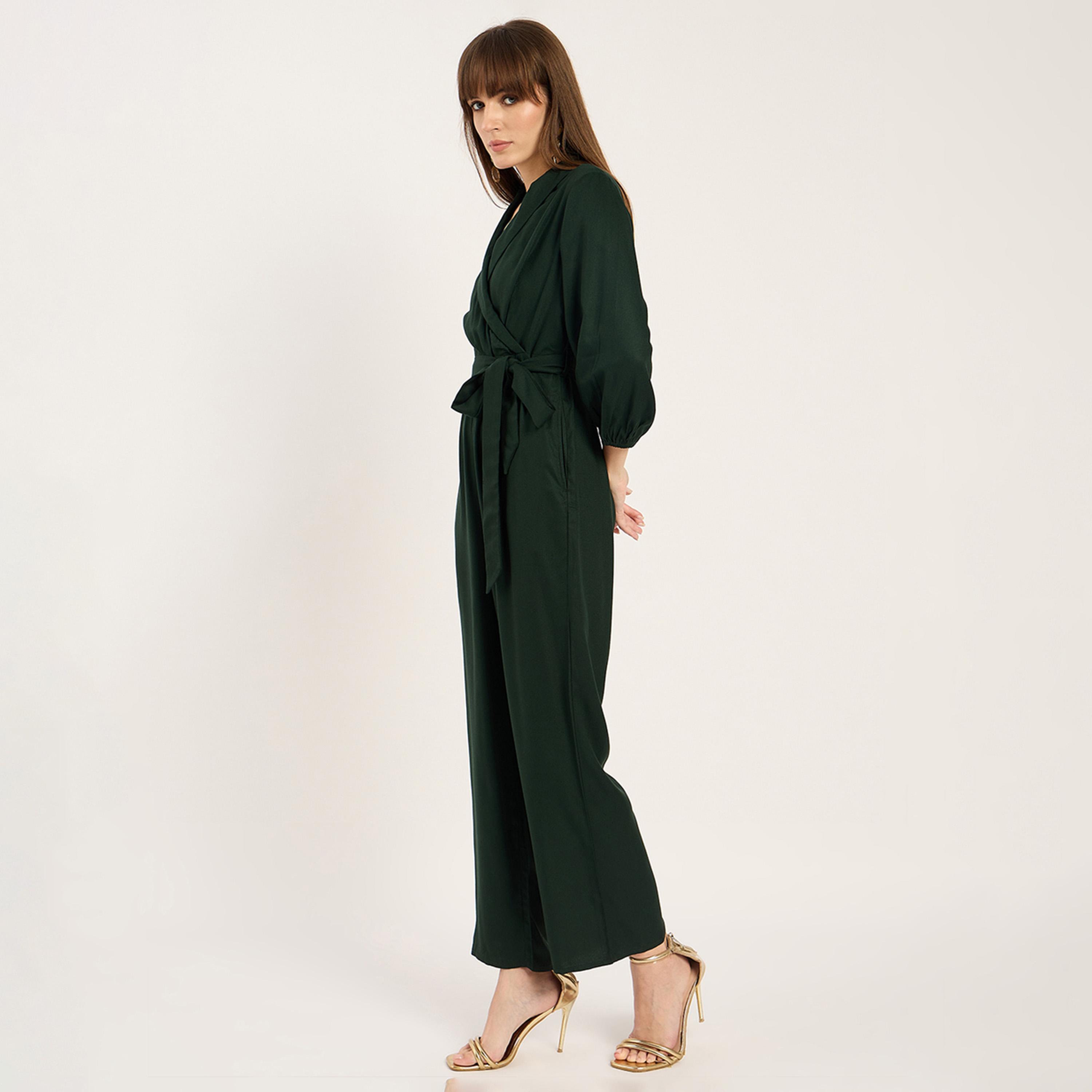 Femmella X Styli Green Lapel Detail Jumpsuit-women-clothing-jumpsuits-image-7