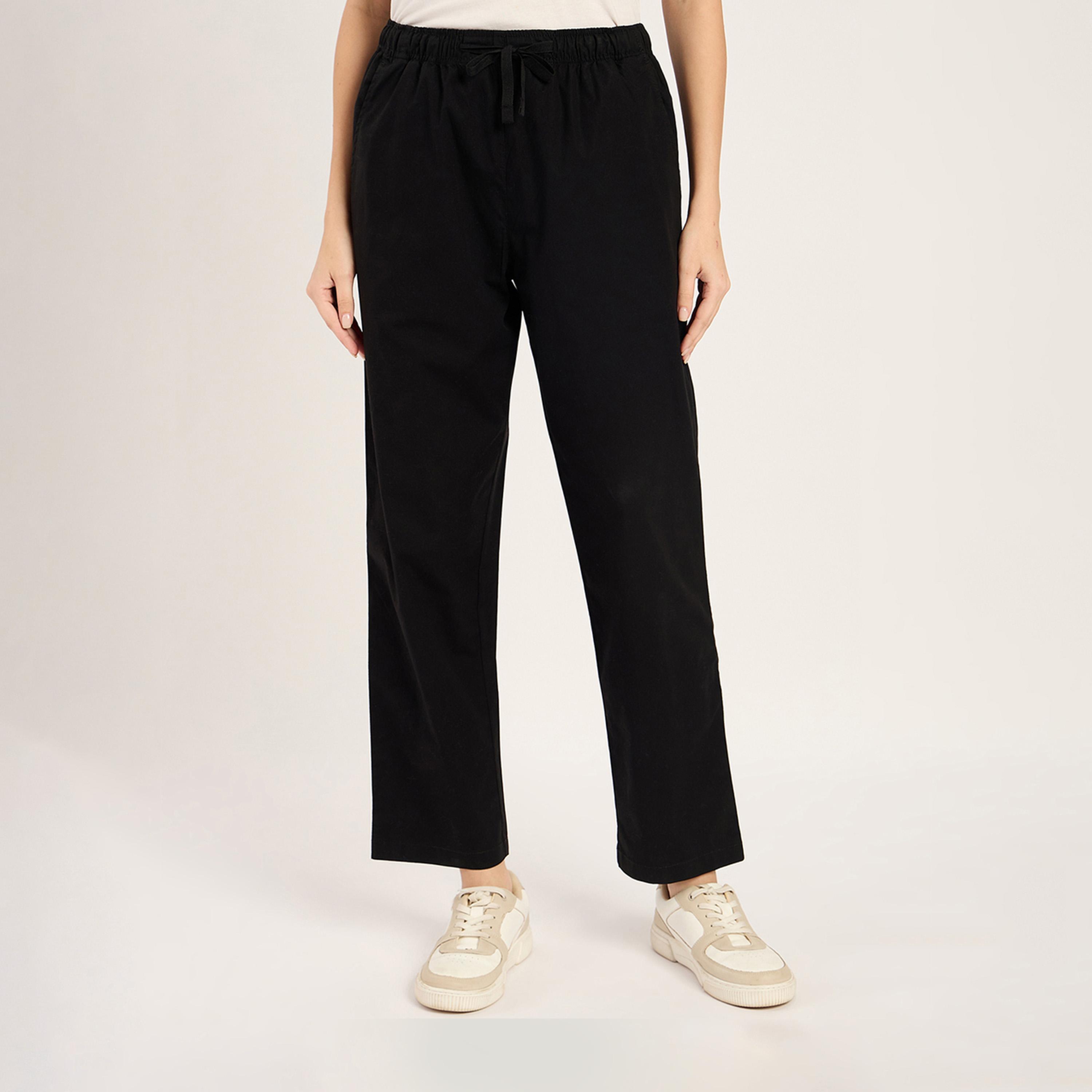 فيميلا × ستايلي - بنطال أسود بقصّة مستقيمة-women-clothing-bottoms-trousers-image-1