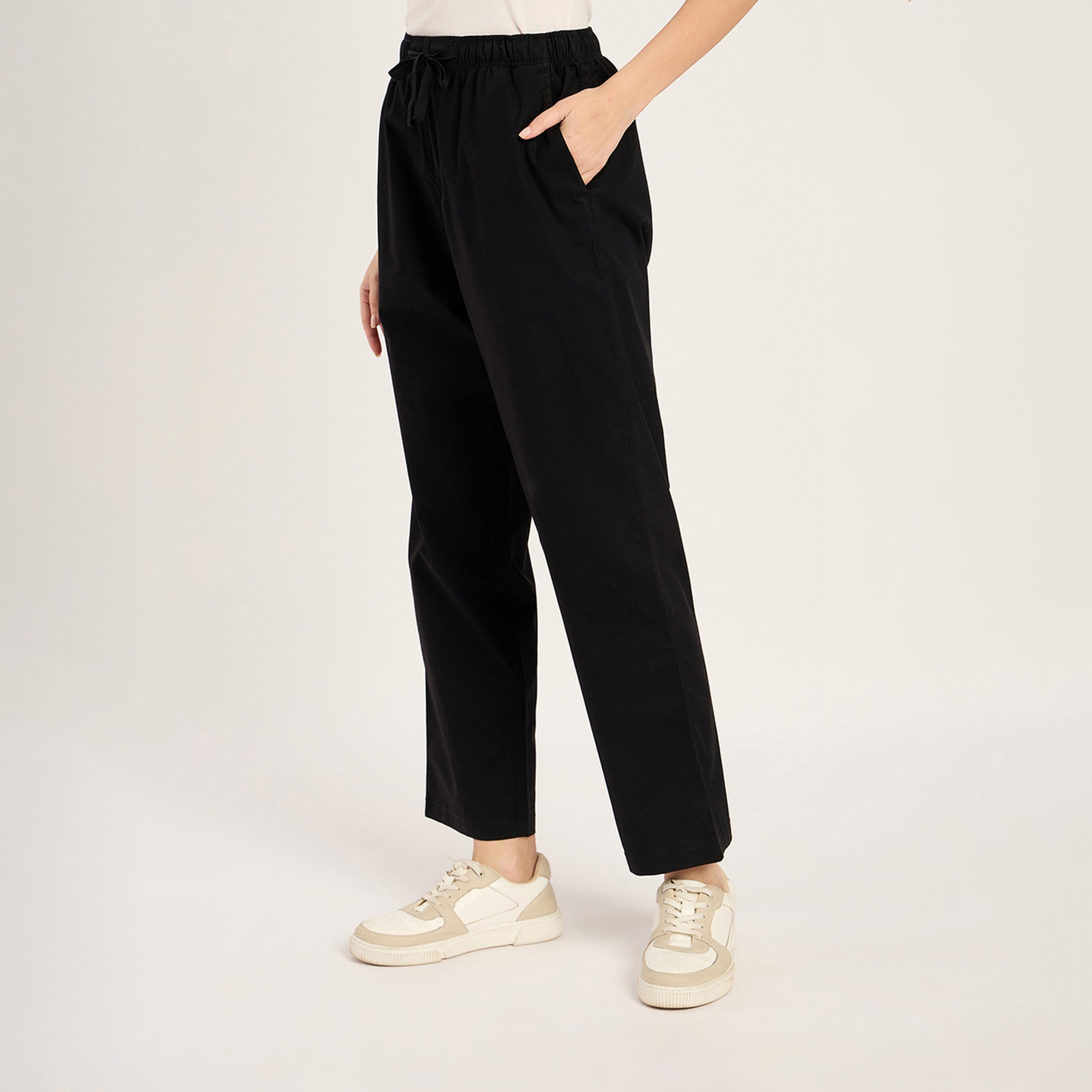 Femmella X Styli Black Straight Fit Pants-women-clothing-bottoms-trousers-image-3