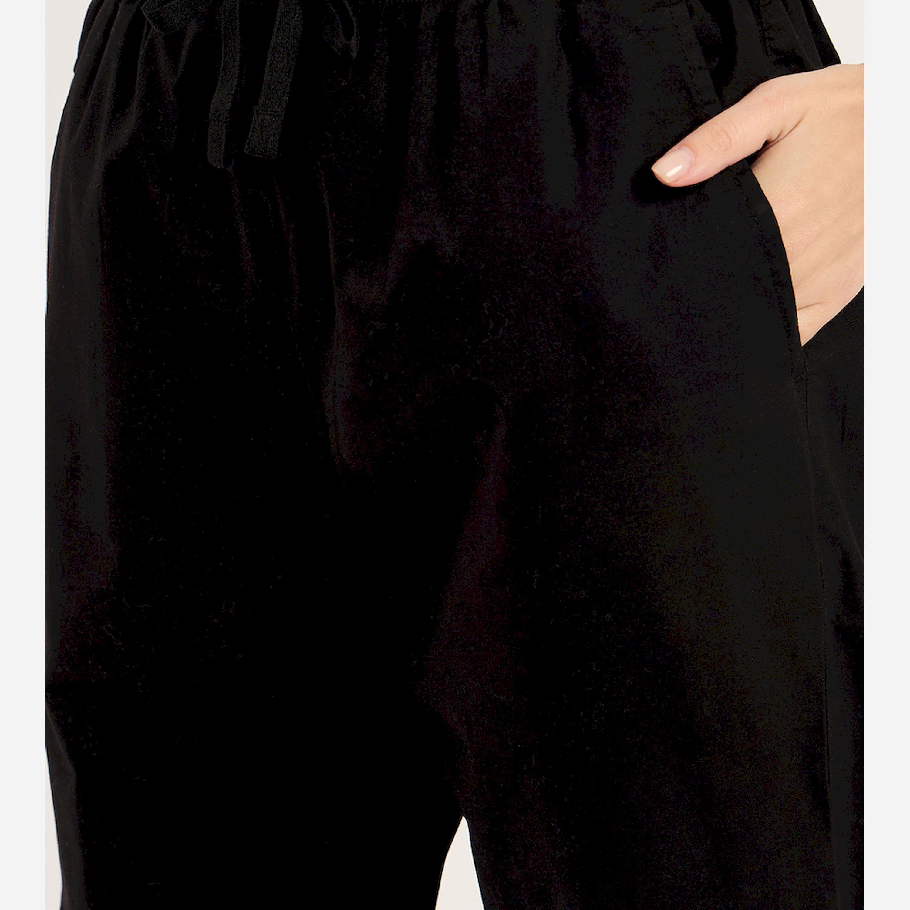 Femmella X Styli Black Straight Fit Pants-women-clothing-bottoms-trousers-image-4