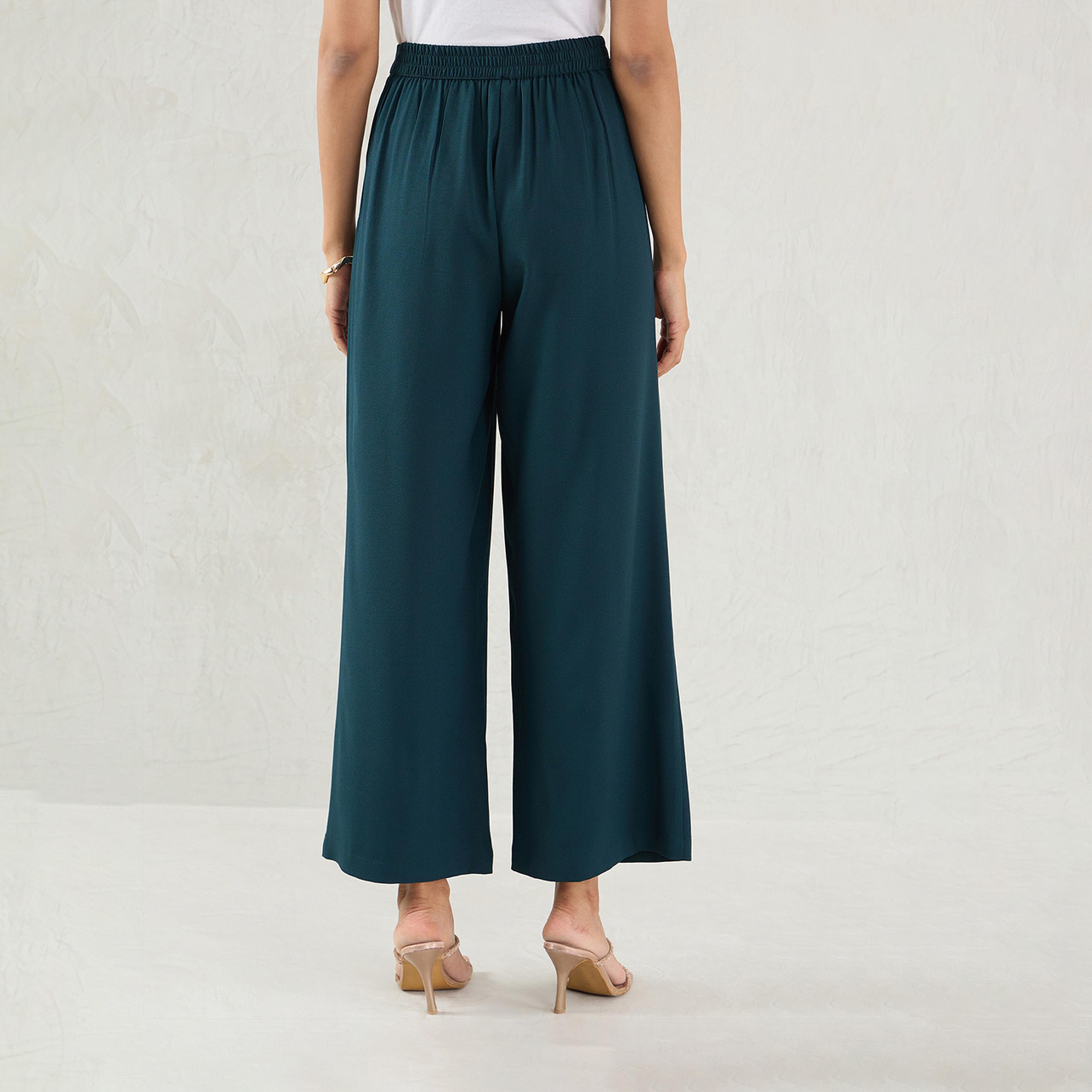 فيميلا × ستايلي - بنطال مستقيم بتفاصيل كسرات - أخضر-women-clothing-bottoms-trousers-image-3
