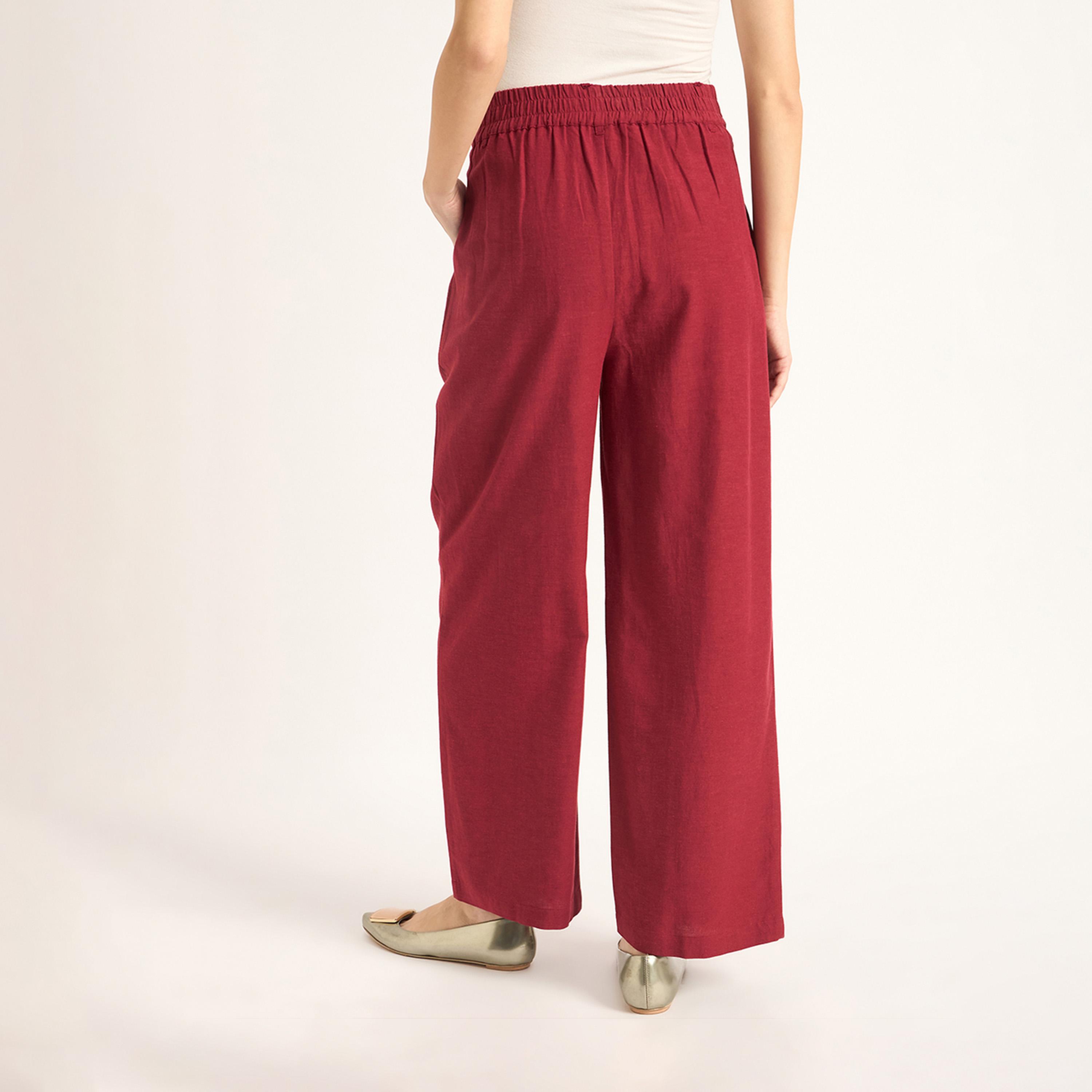 Femmella X Styli Cranberry Dual Button Detailing Straight Pant-women-clothing-bottoms-trousers-image-6