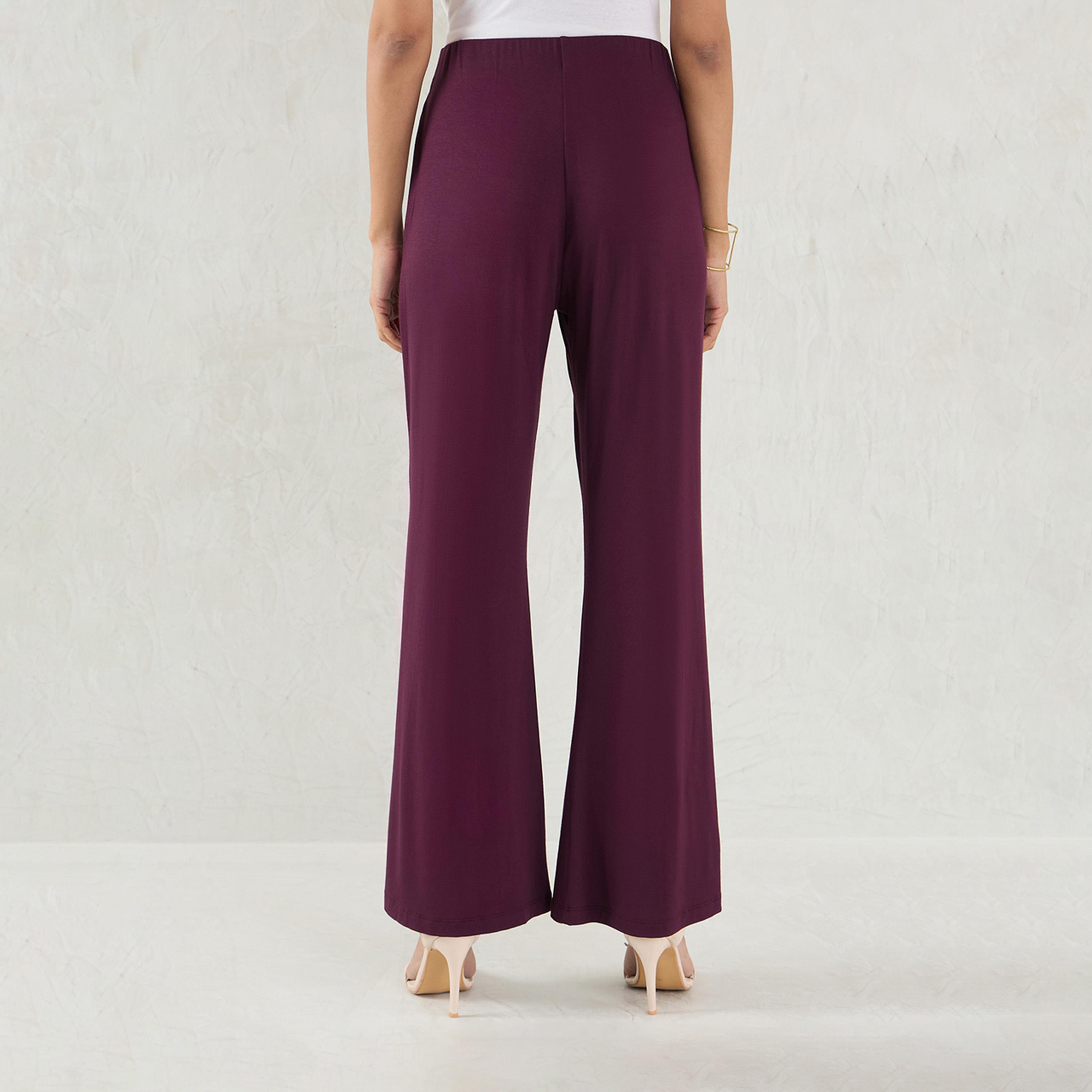 Femmella X Styli Wine Knit Flared Pants-women-clothing-bottoms-trousers-image-3