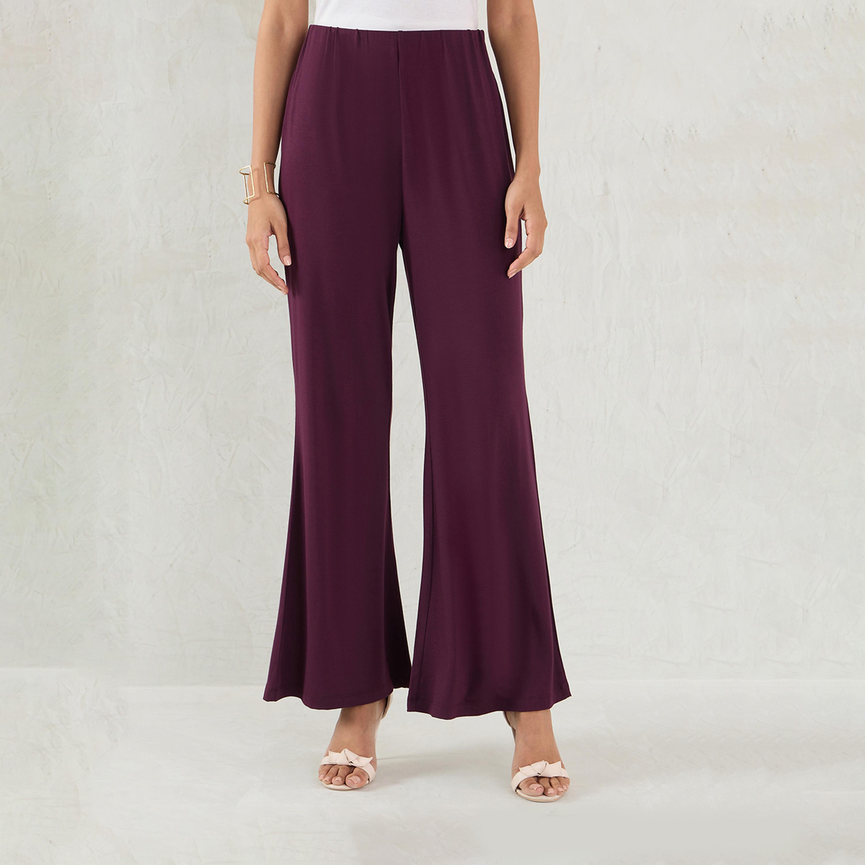 فيميلا × ستايلي - بنطال واسع من قماش بلون نبيذي-women-clothing-bottoms-trousers-image-4