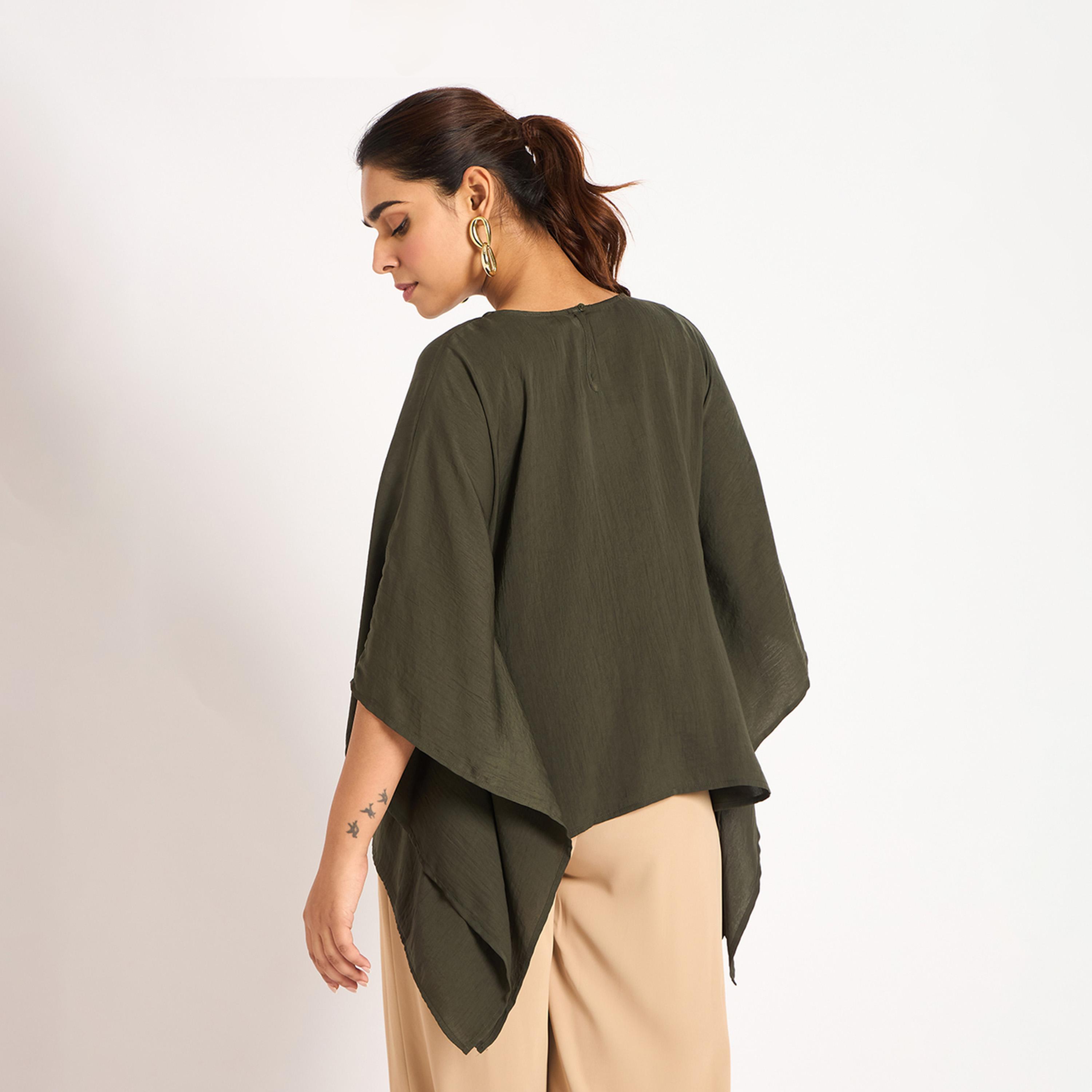 Femmella X Styli Olive Asymmetric Satin Top-women-clothing-shirtsandblouses-blouses-image-4