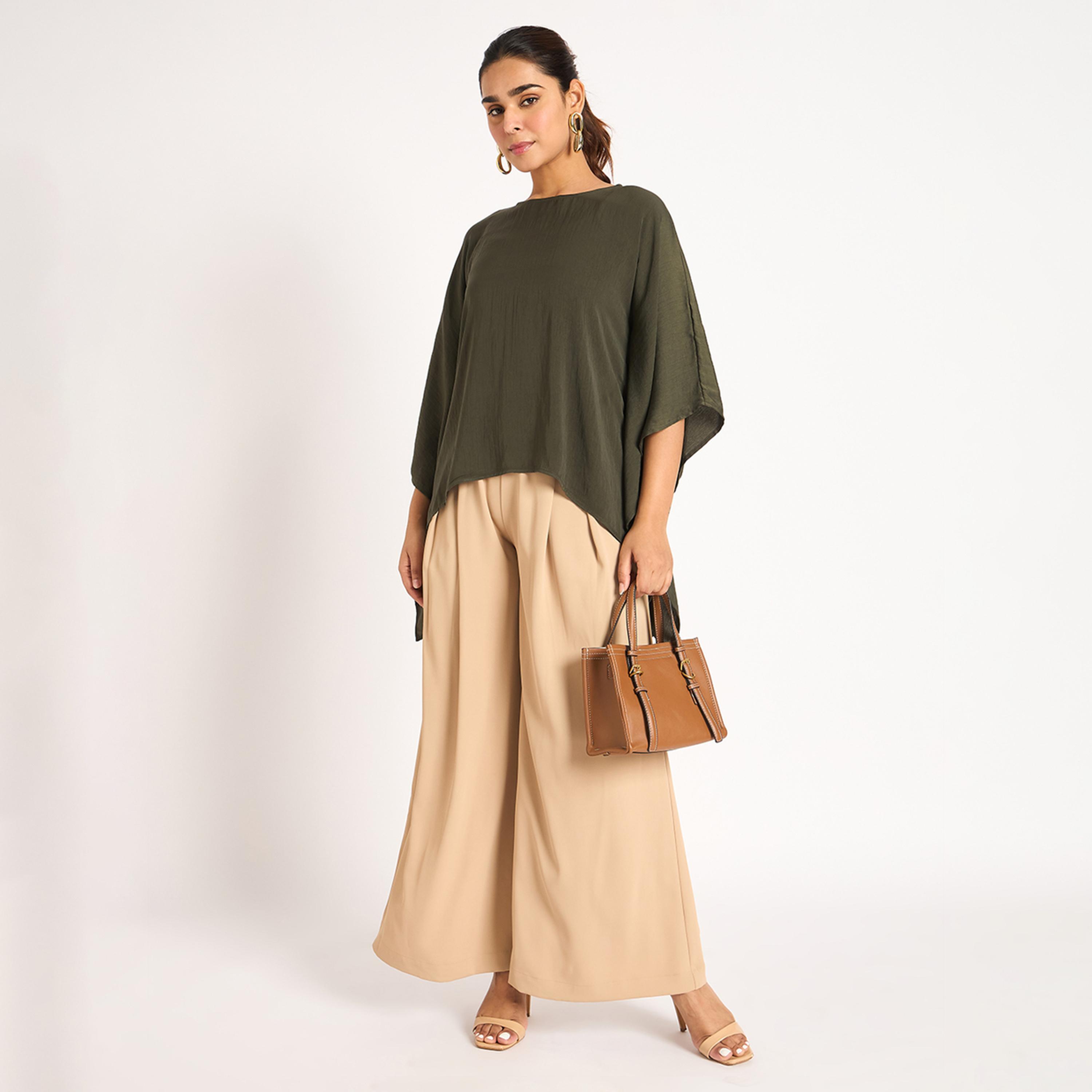 فيميلا × ستايلي - بلوزة ساتان غير متماثلة - زيتي-women-clothing-shirtsandblouses-blouses-image-6