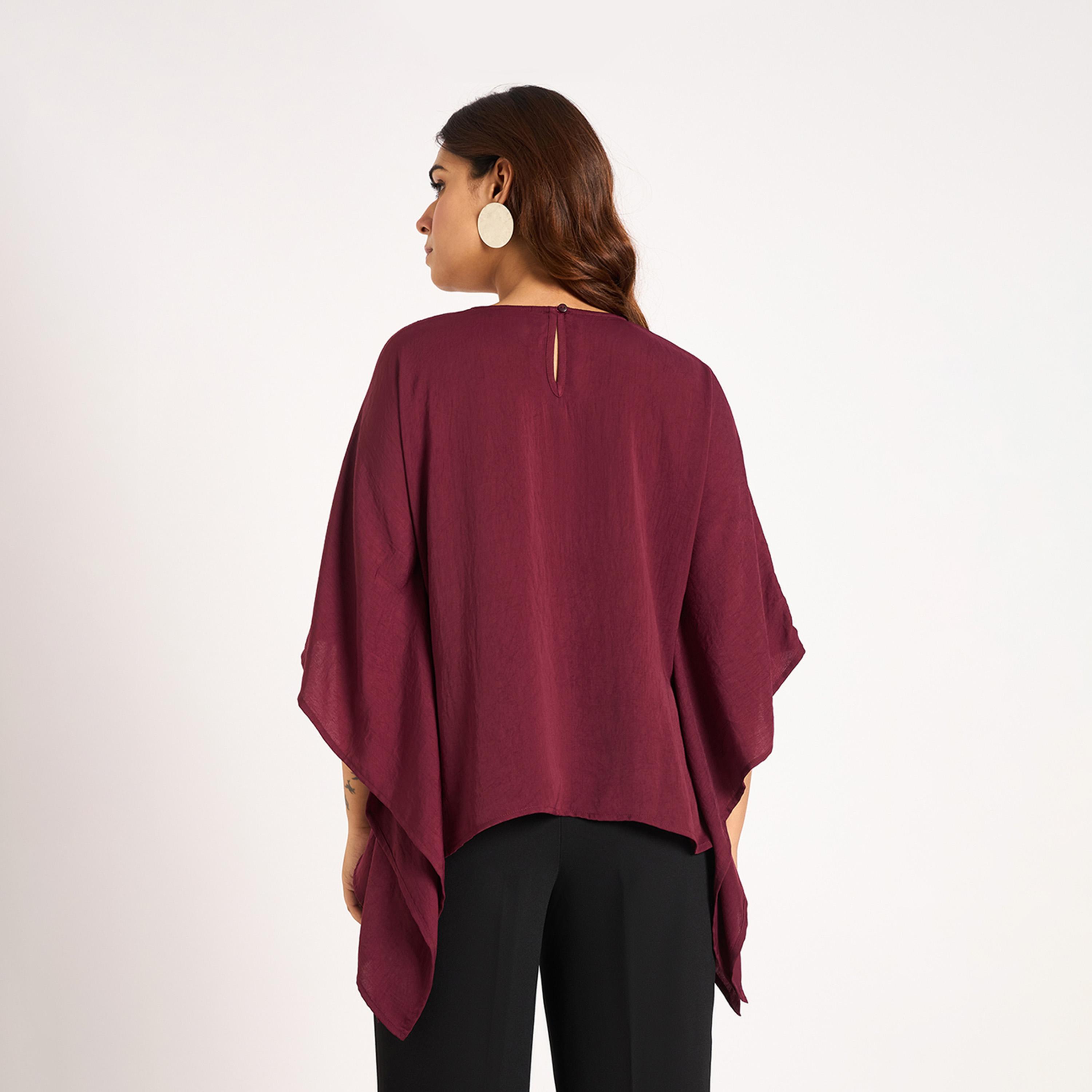 Femmella X Styli Wine Asymmetric Satin Top-women-clothing-shirtsandblouses-blouses-image-5