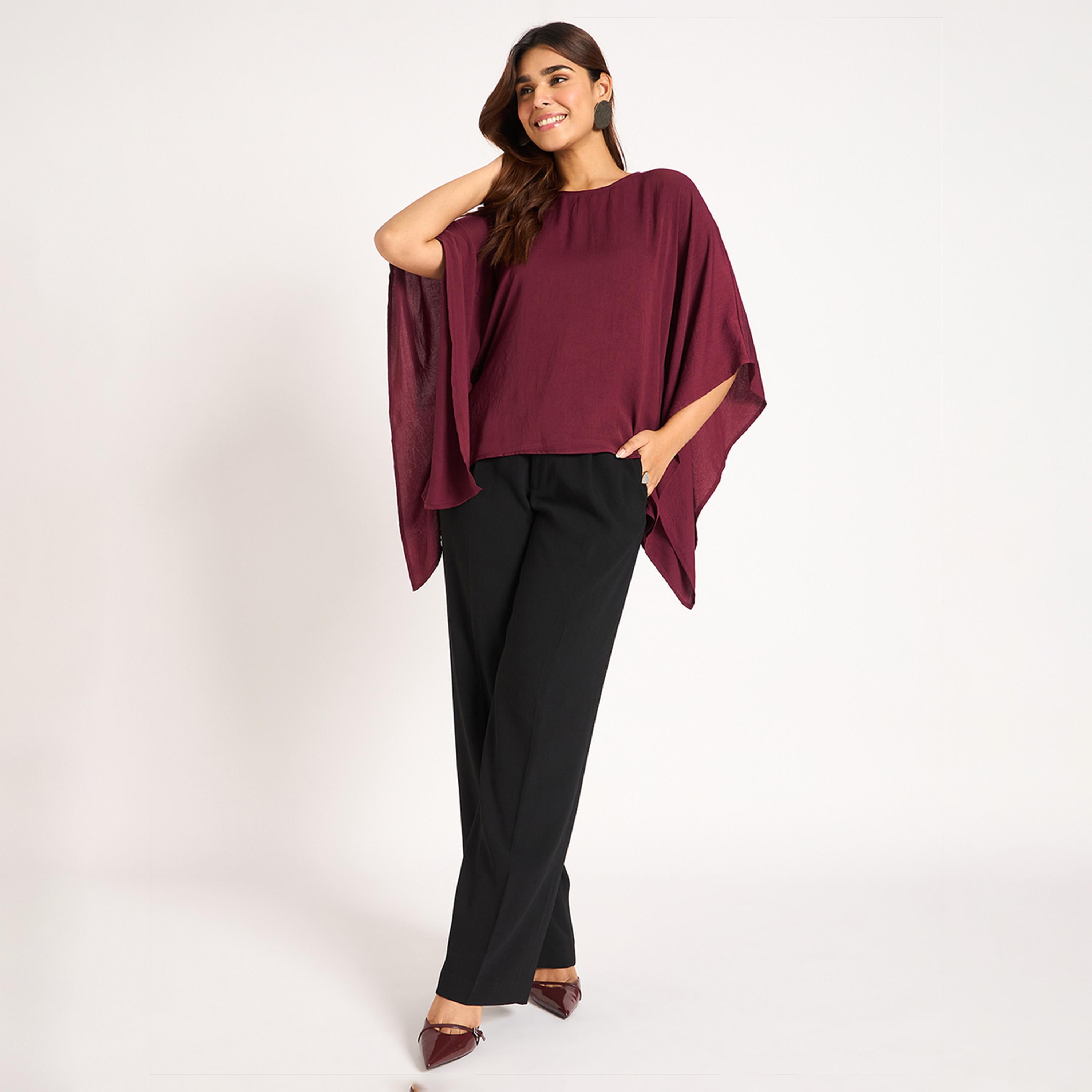 Femmella X Styli Wine Asymmetric Satin Top-women-clothing-shirtsandblouses-blouses-image-6