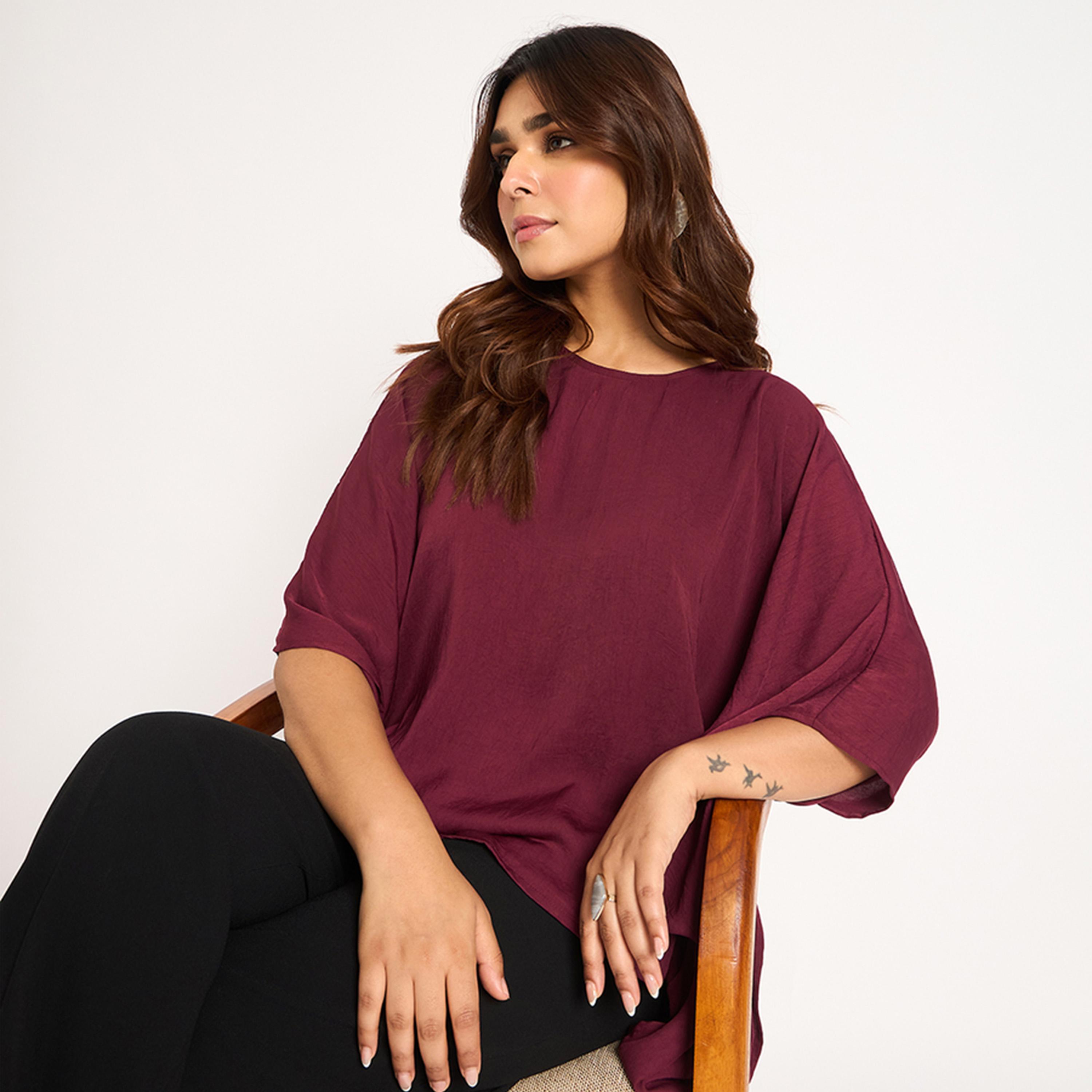 Femmella X Styli Wine Asymmetric Satin Top-women-clothing-shirtsandblouses-blouses-image-8