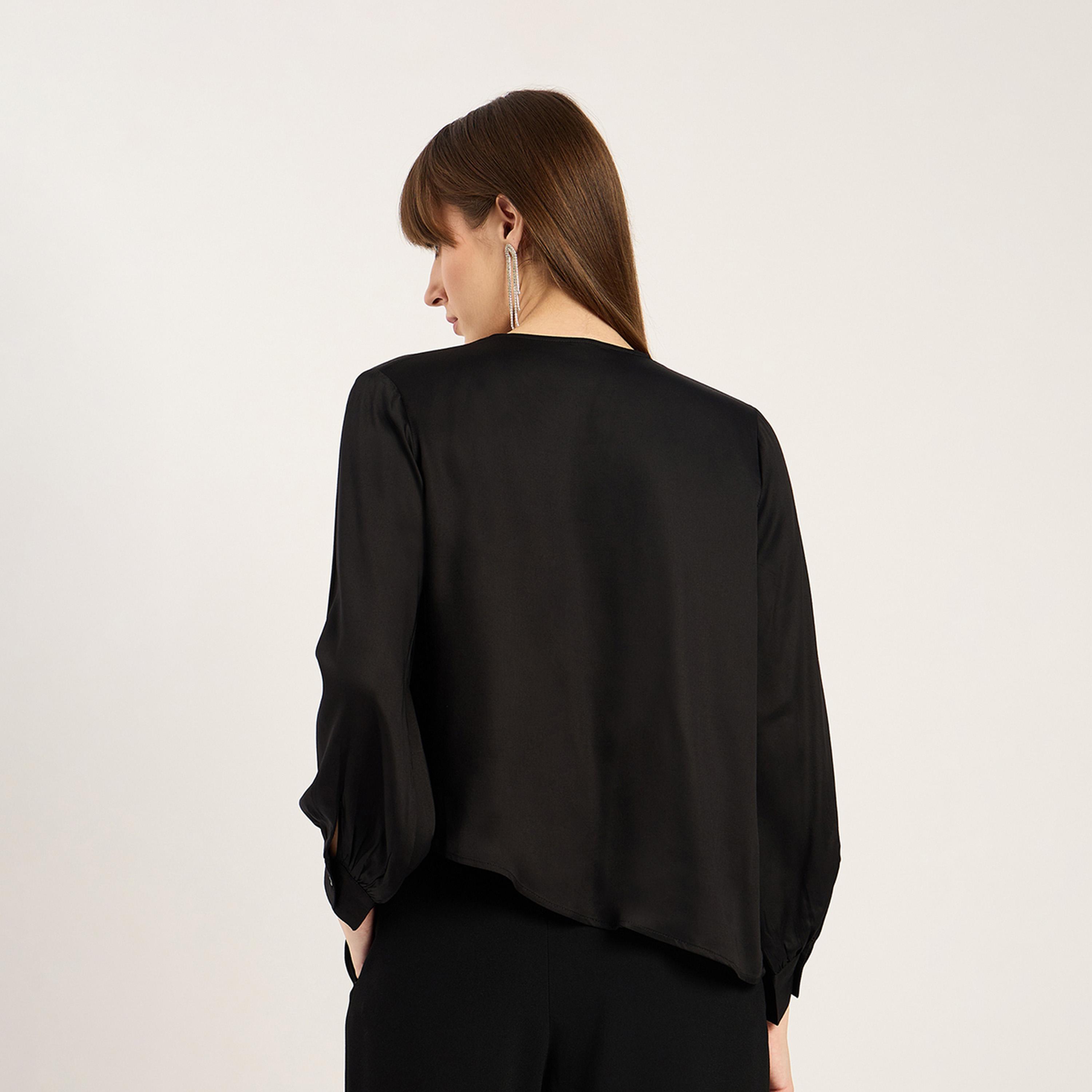 Femmella X Styli Black Cowl Asymmetrical Top-women-clothing-shirtsandblouses-blouses-image-2