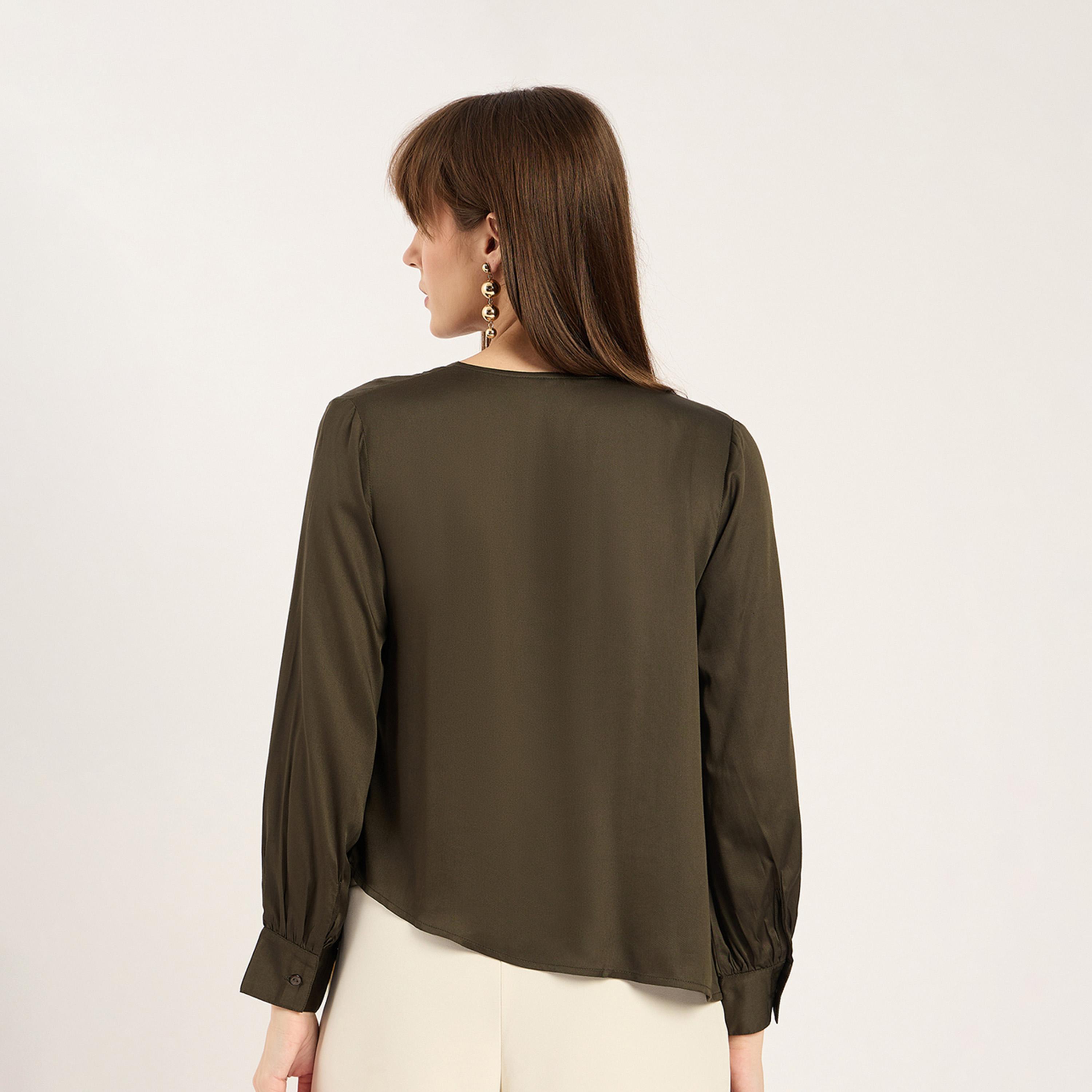 Femmella X Styli Olive Cowl Asymmetrical Top-women-clothing-shirtsandblouses-blouses-image-2