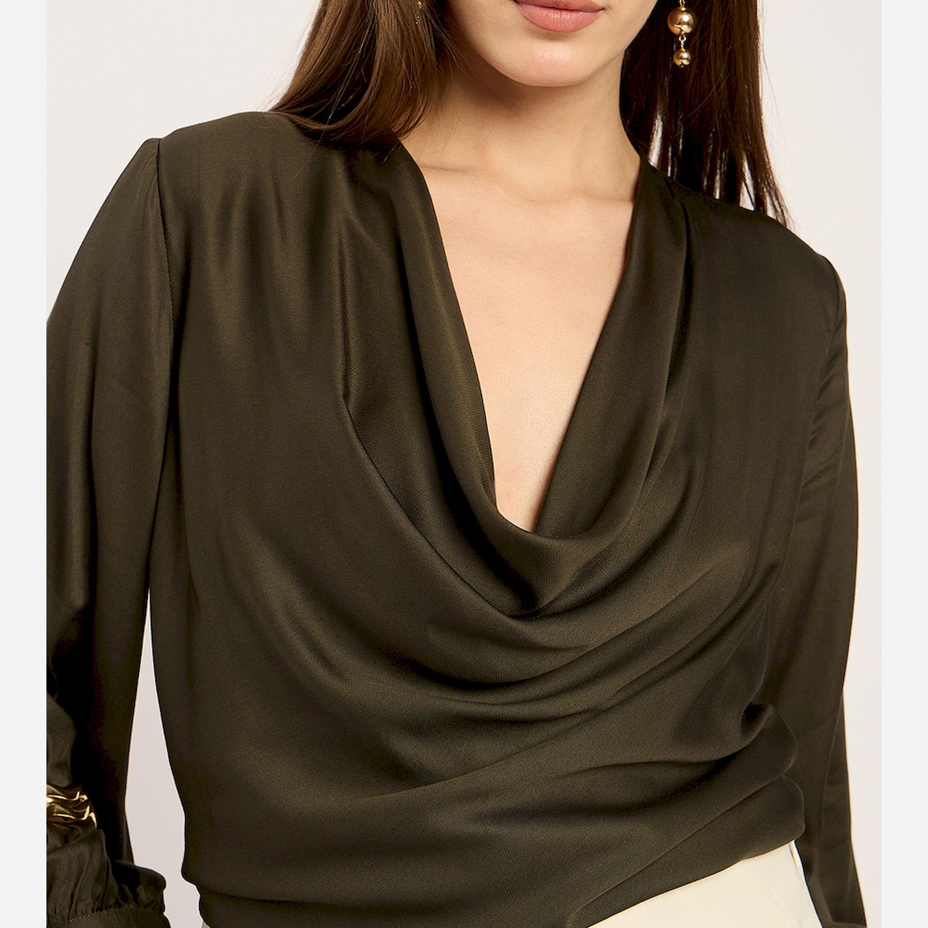 فيميلا × ستايلي - بلوزة بقصة غير متماثلة - زيتي-women-clothing-shirtsandblouses-blouses-image-6