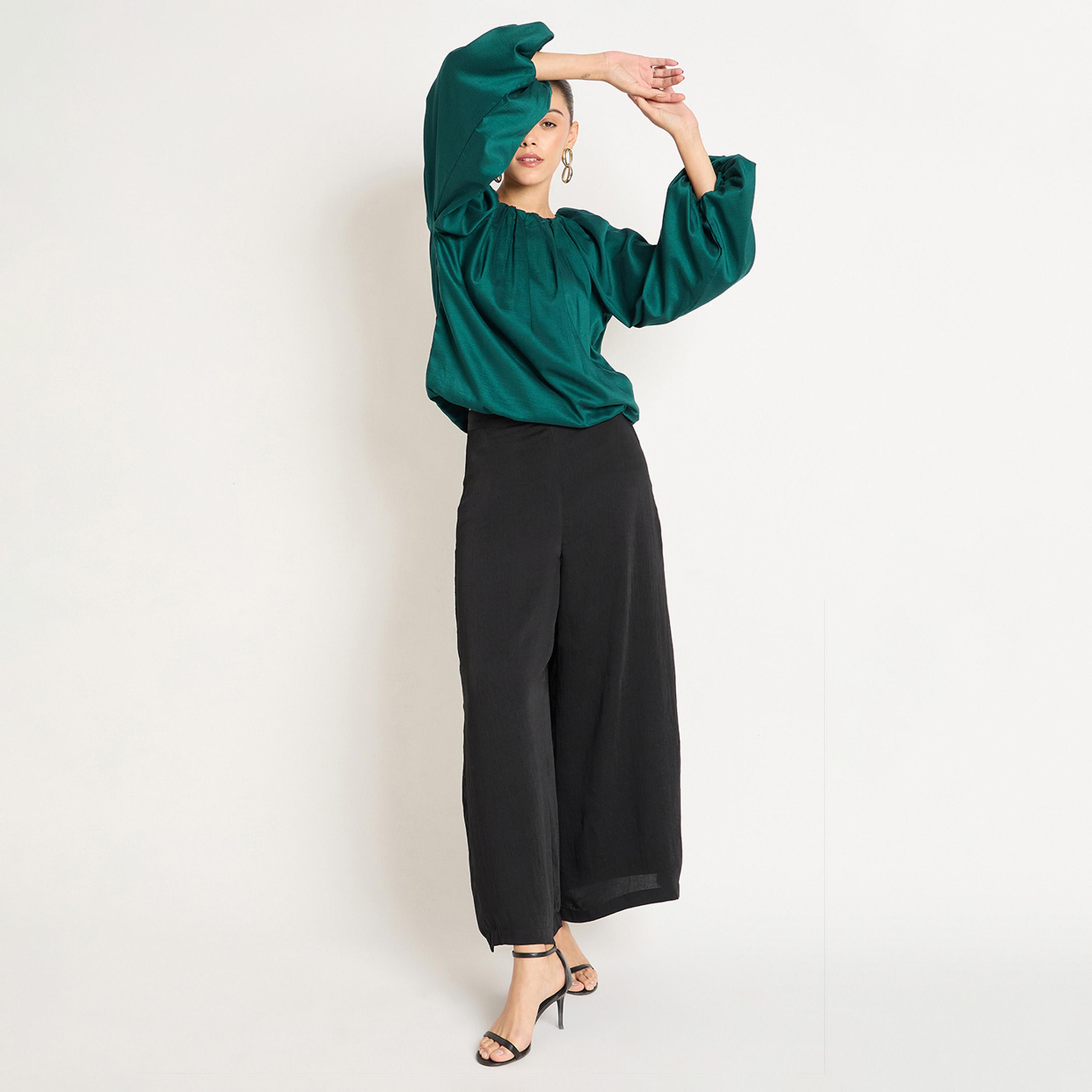 فيميلا × ستايلي - بلوزة باللون الأخضر بفتحة رقبة دائرية-women-clothing-shirtsandblouses-blouses-image-4